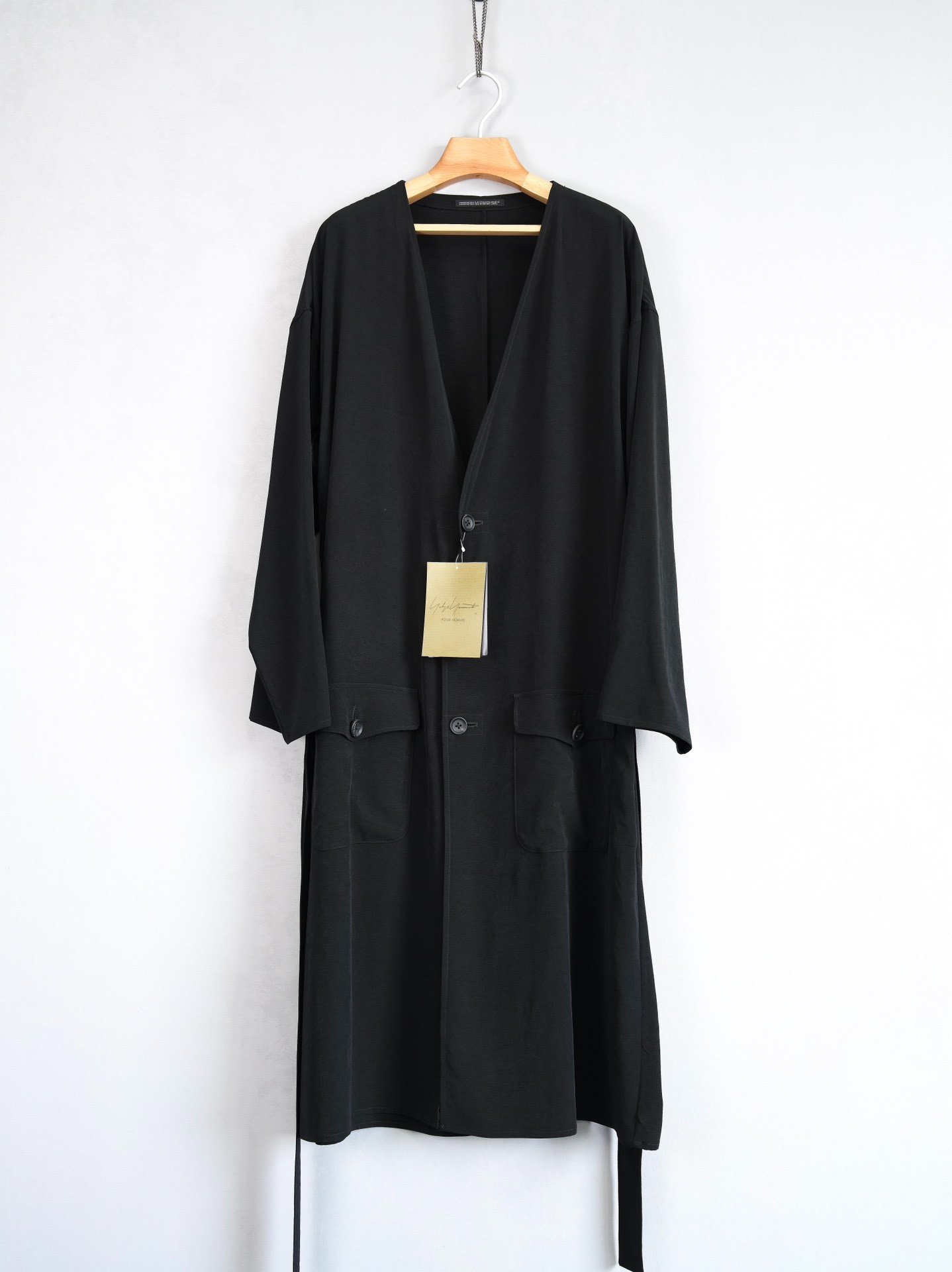 Yohji Yamamoto 26SS Collarless Belted Coat