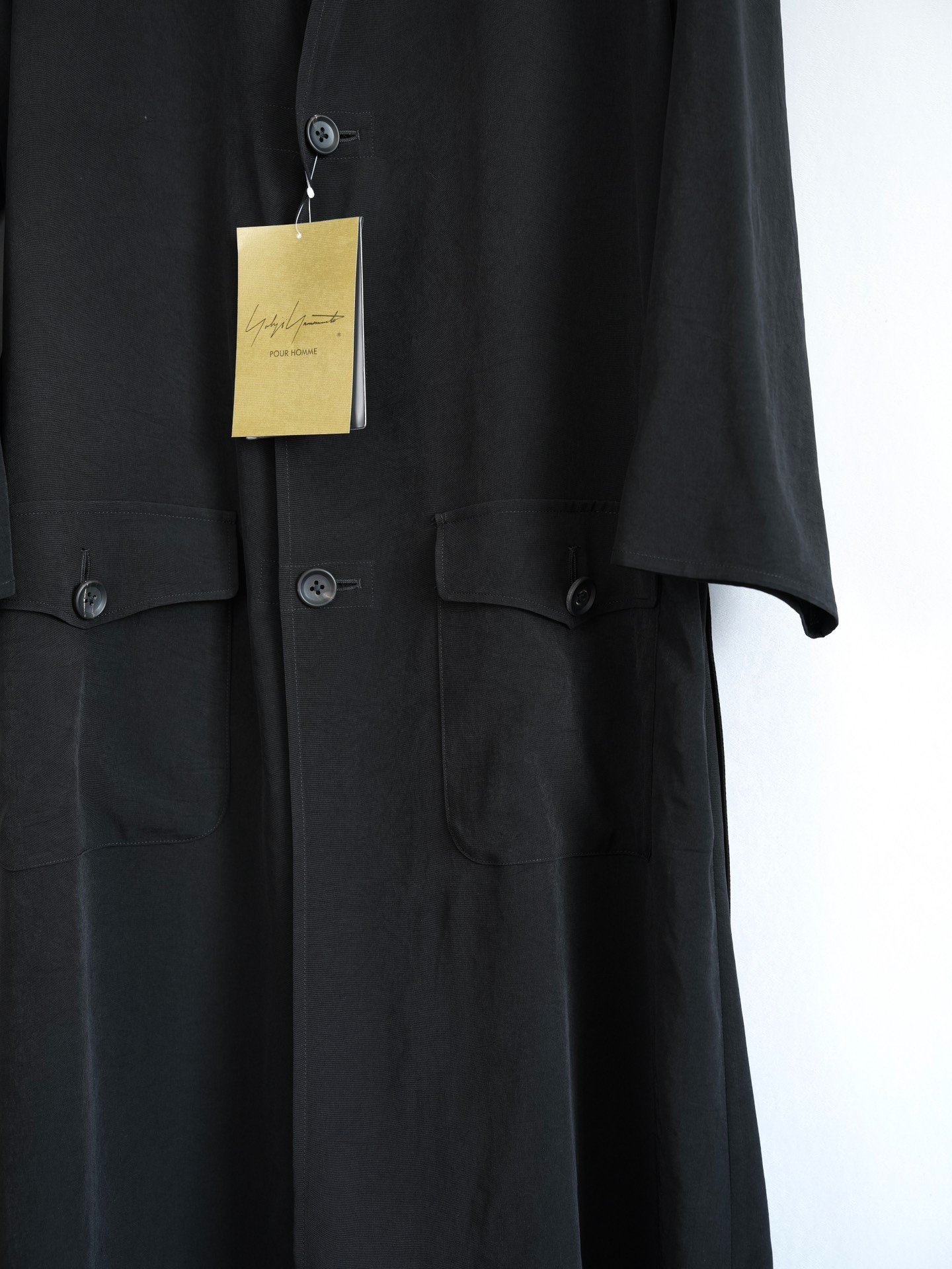 Yohji Yamamoto 26SS Collarless Belted Coat — back