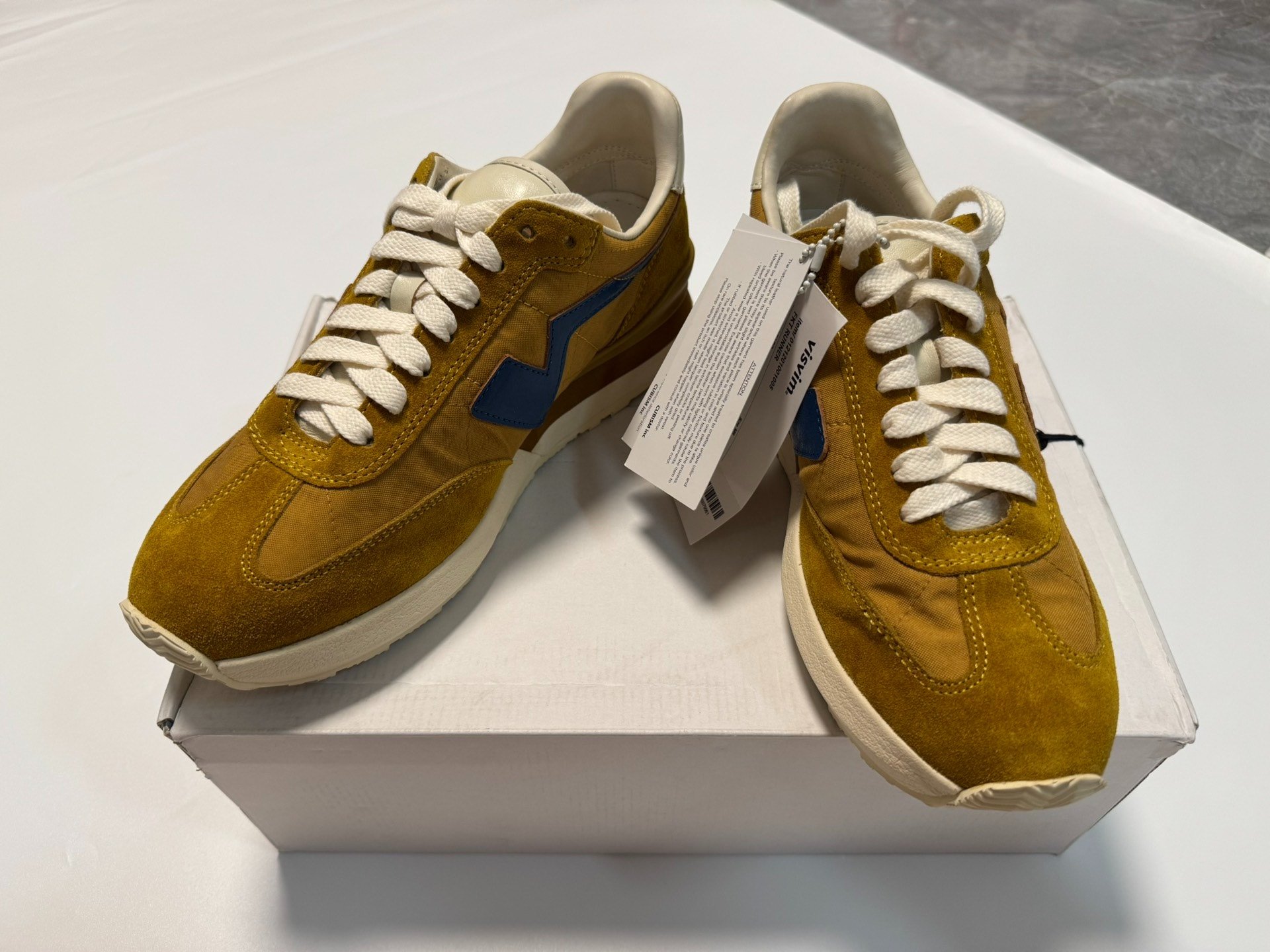 Visvim FKT RUNNER Mustard Retro Sneakers — front