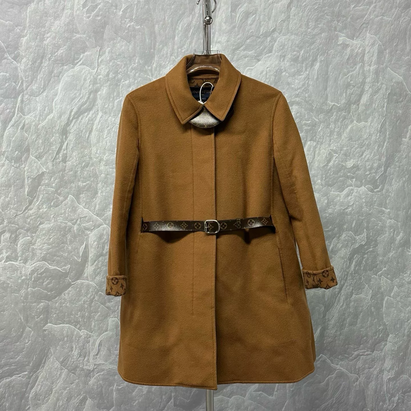 Louis Vuitton Belted Monogram Coat — front