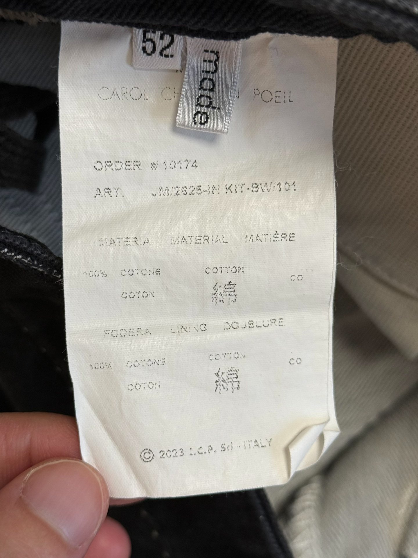 C.C.P Overlock Dead End Jeans — label