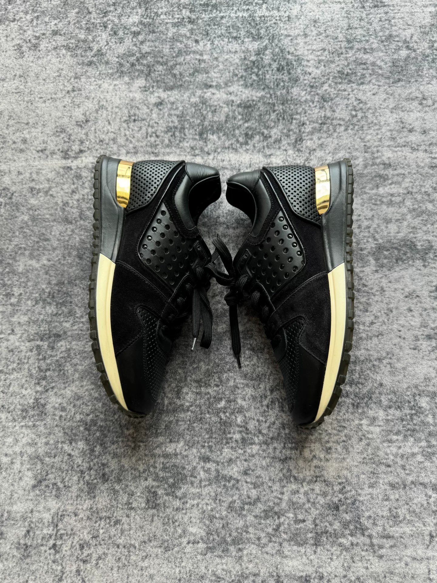 Louis Vuitton Black Gold Running Sneakers — back