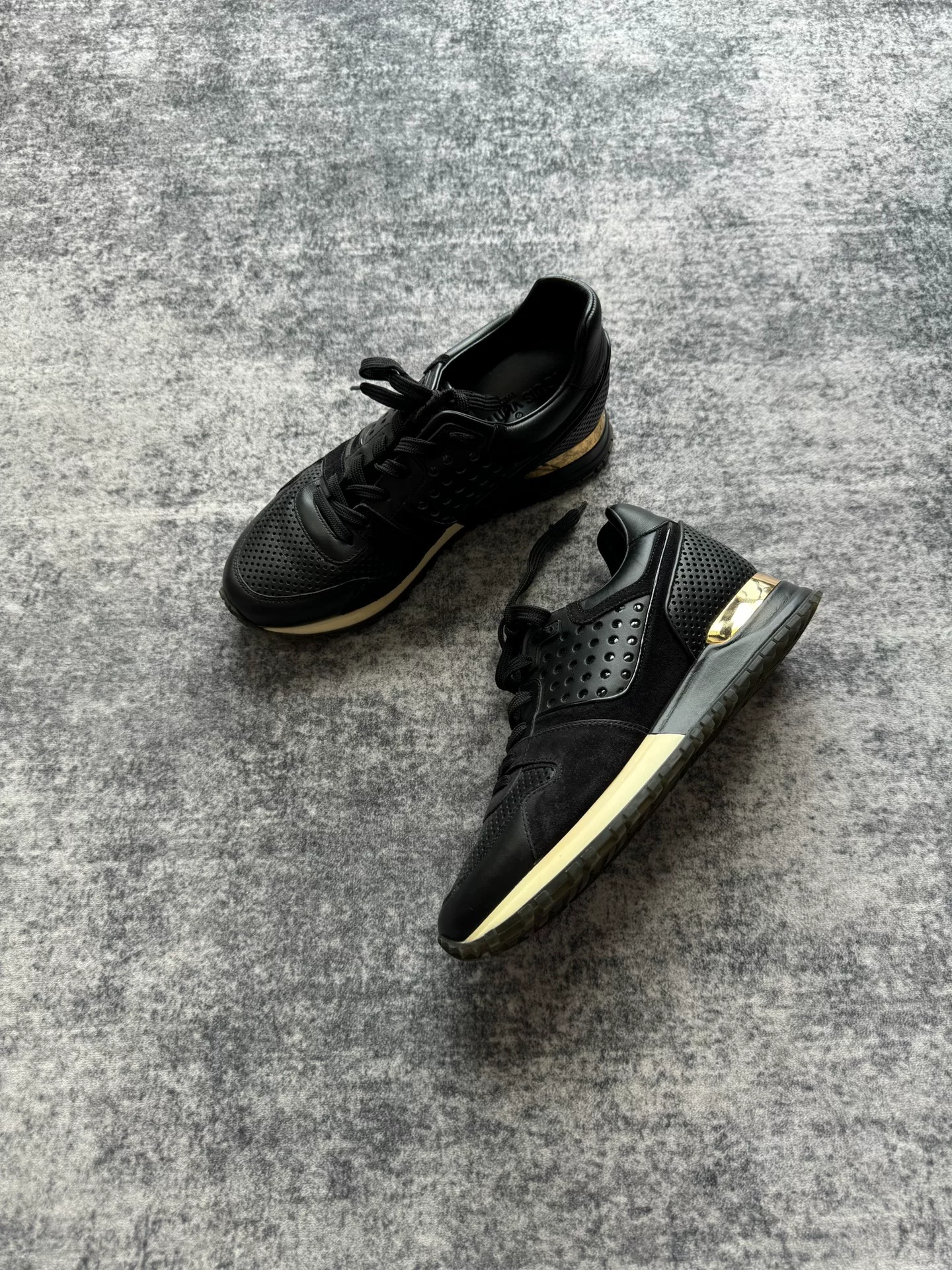 Louis Vuitton Black Gold Running Sneakers