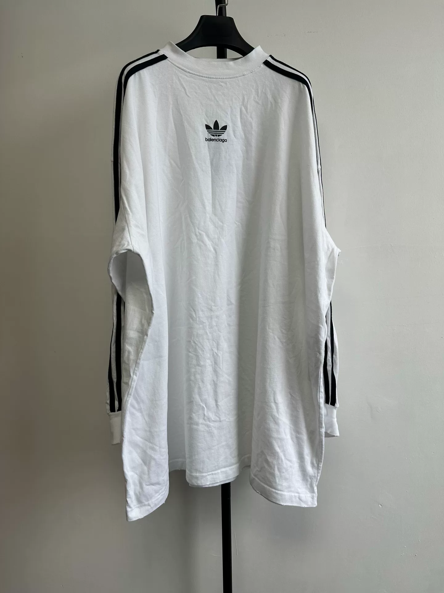 Balenciaga White Striped Logo Oversized Top