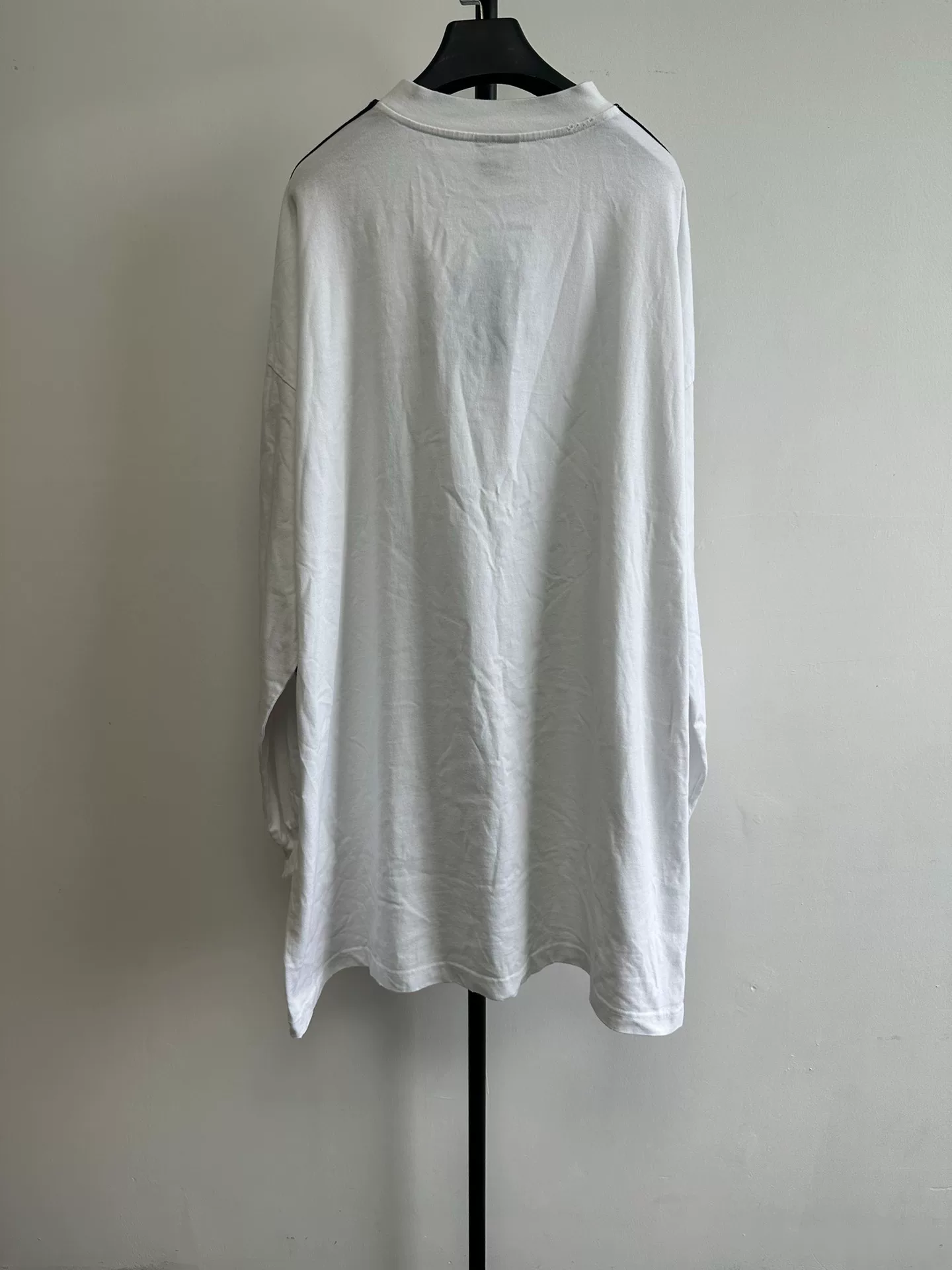 Balenciaga White Striped Logo Oversized Top — front
