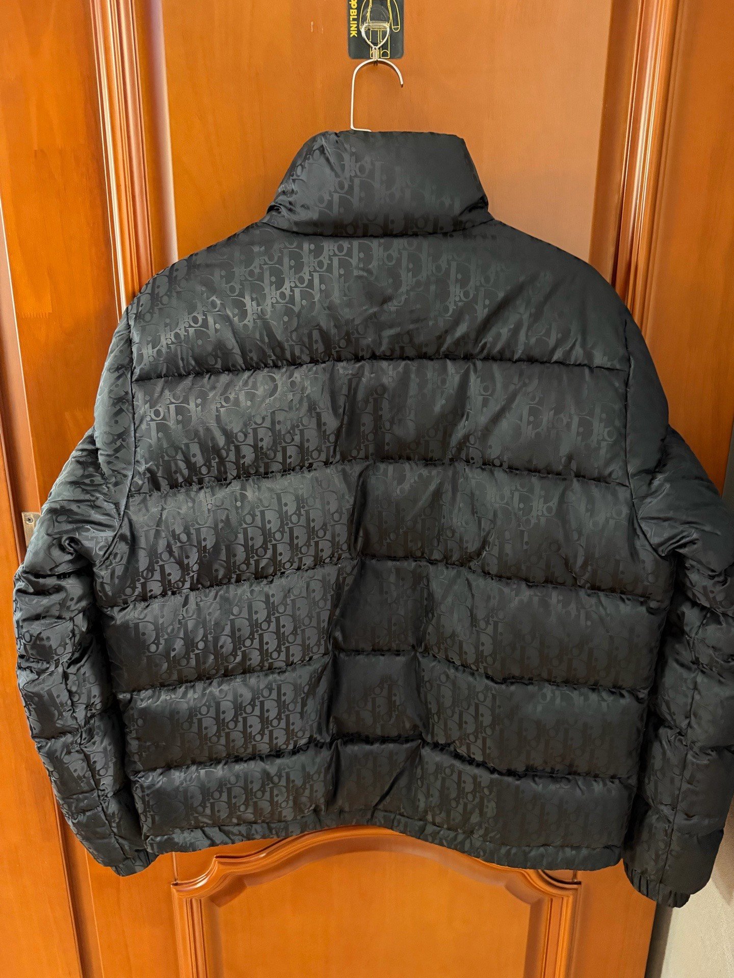 Dior Black All-Over Logo Down Jacket — front