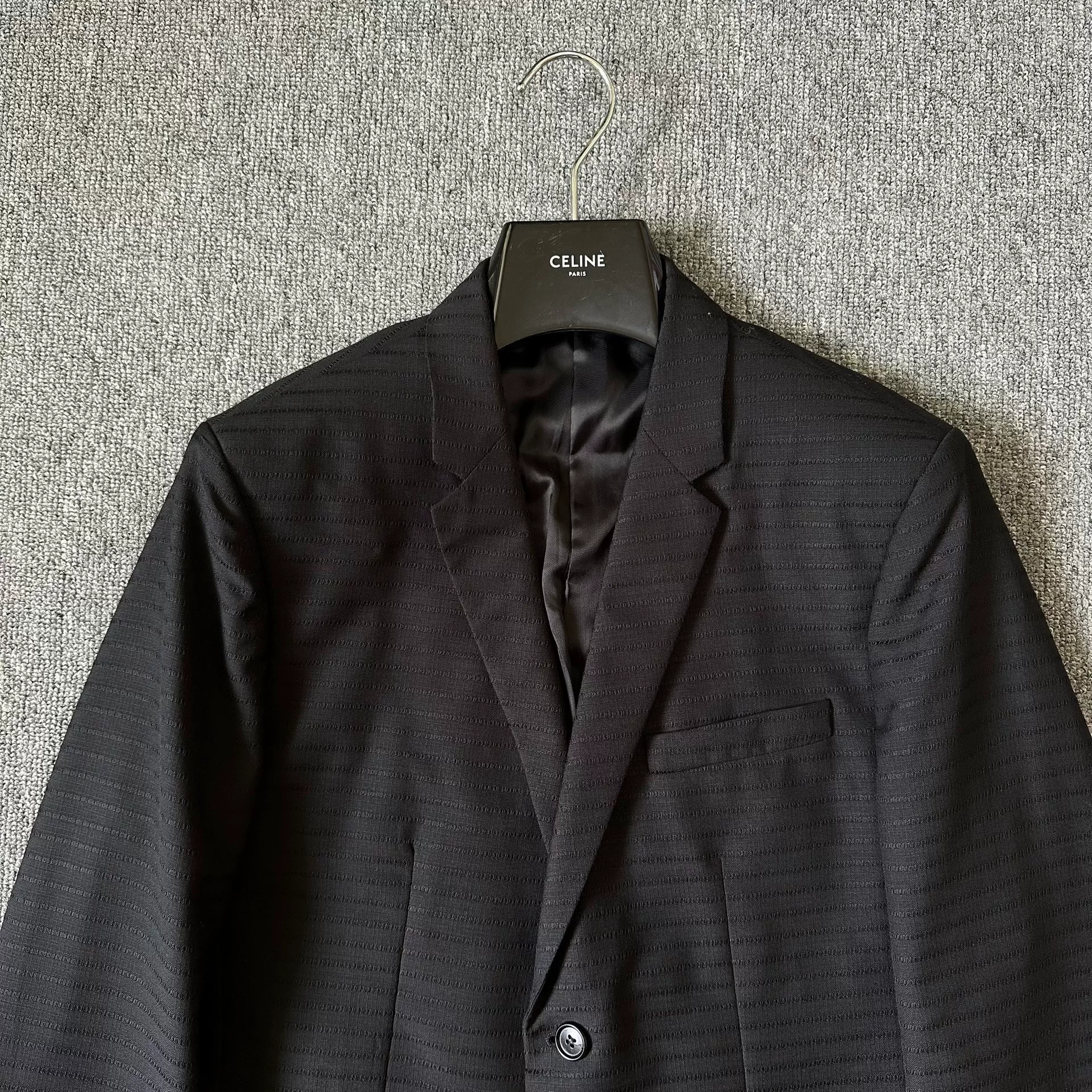 Dior Homme Black Striped Wool Suit — front