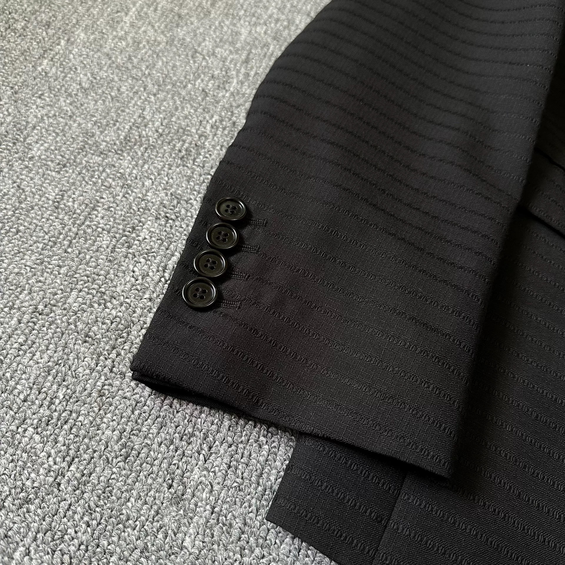 Dior Homme Black Striped Wool Suit — detail
