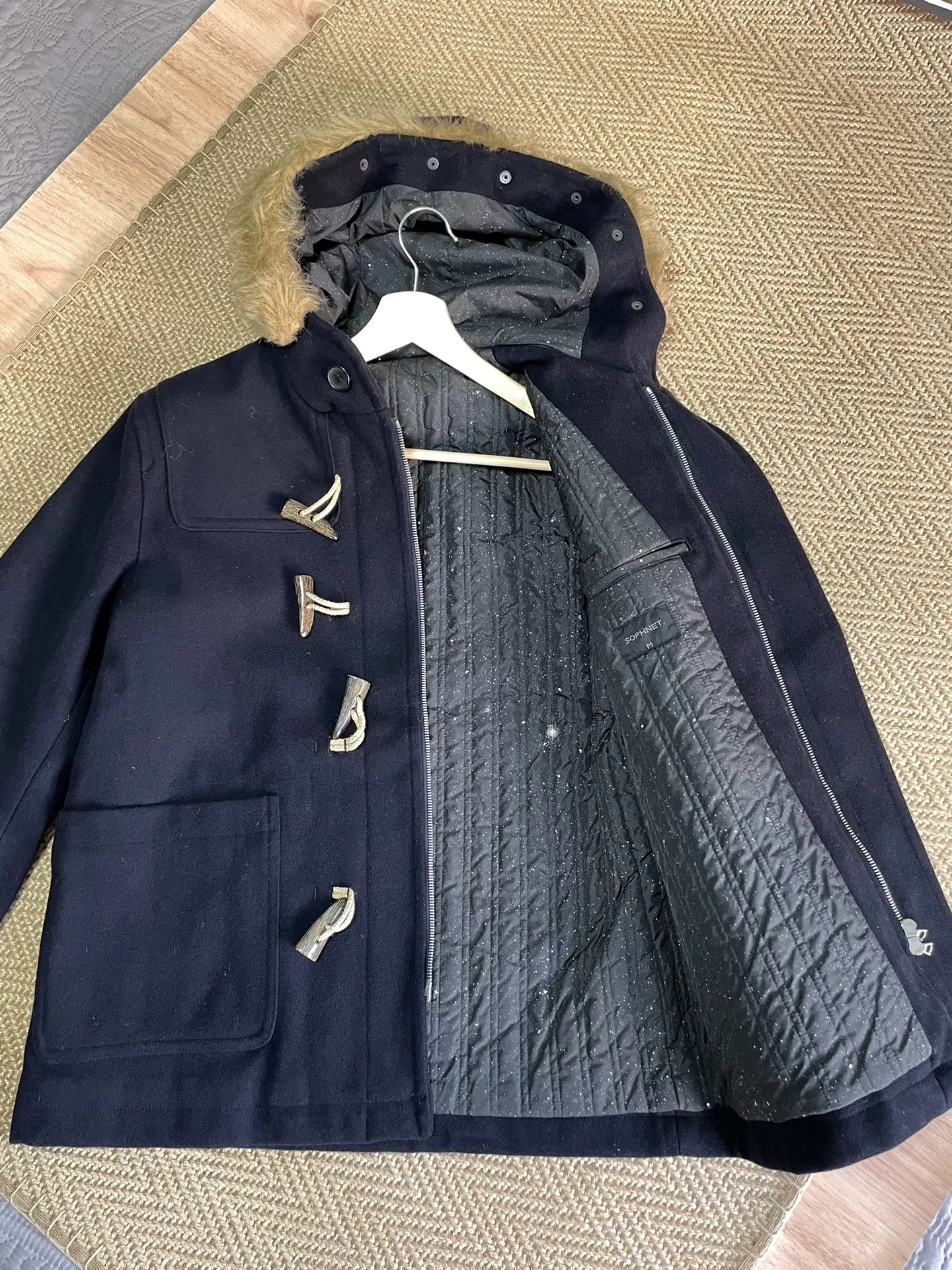 SOPHNET Wool Starry Camo Fur Collar Coat — back