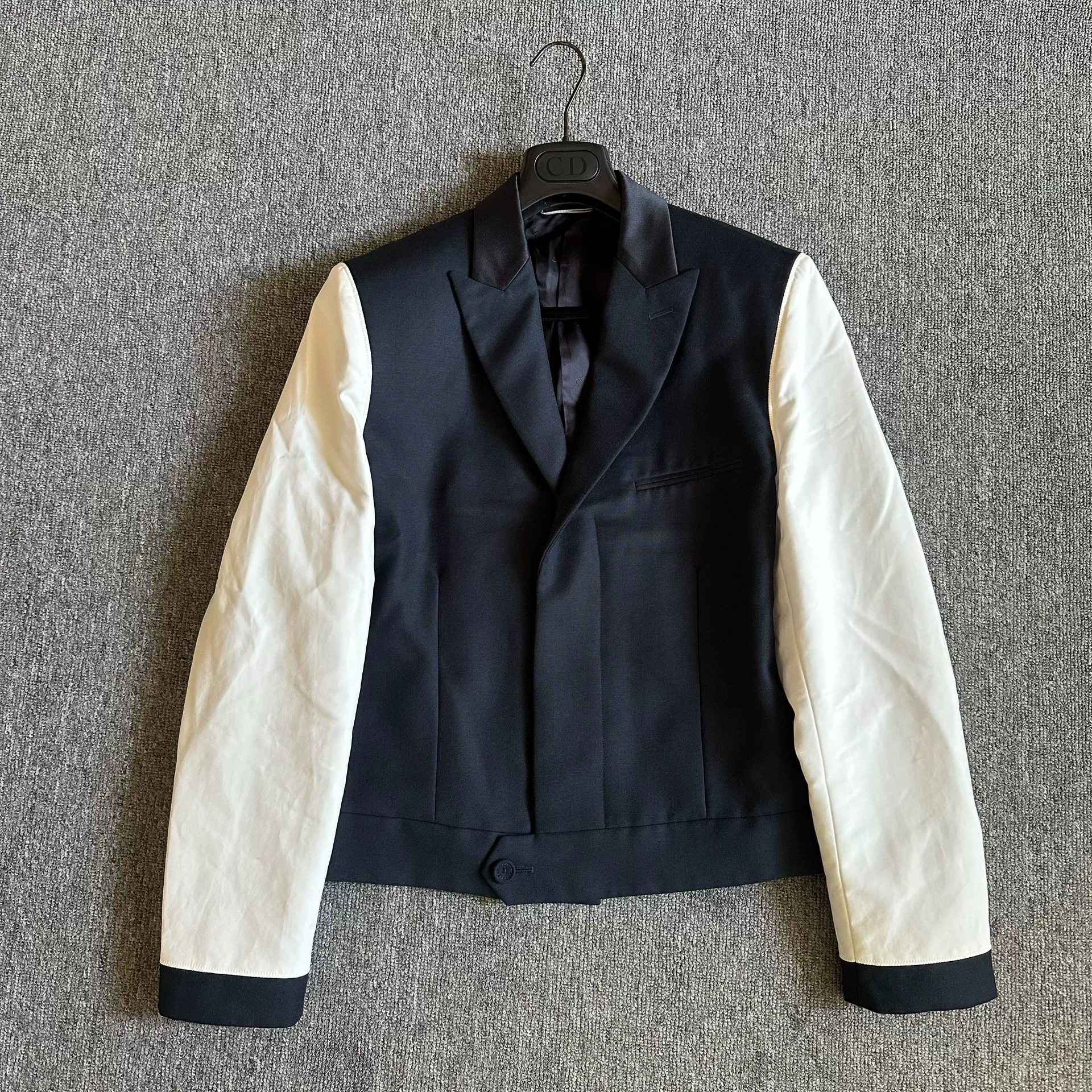 Dior Navy Blue Short Silk Collar Blazer