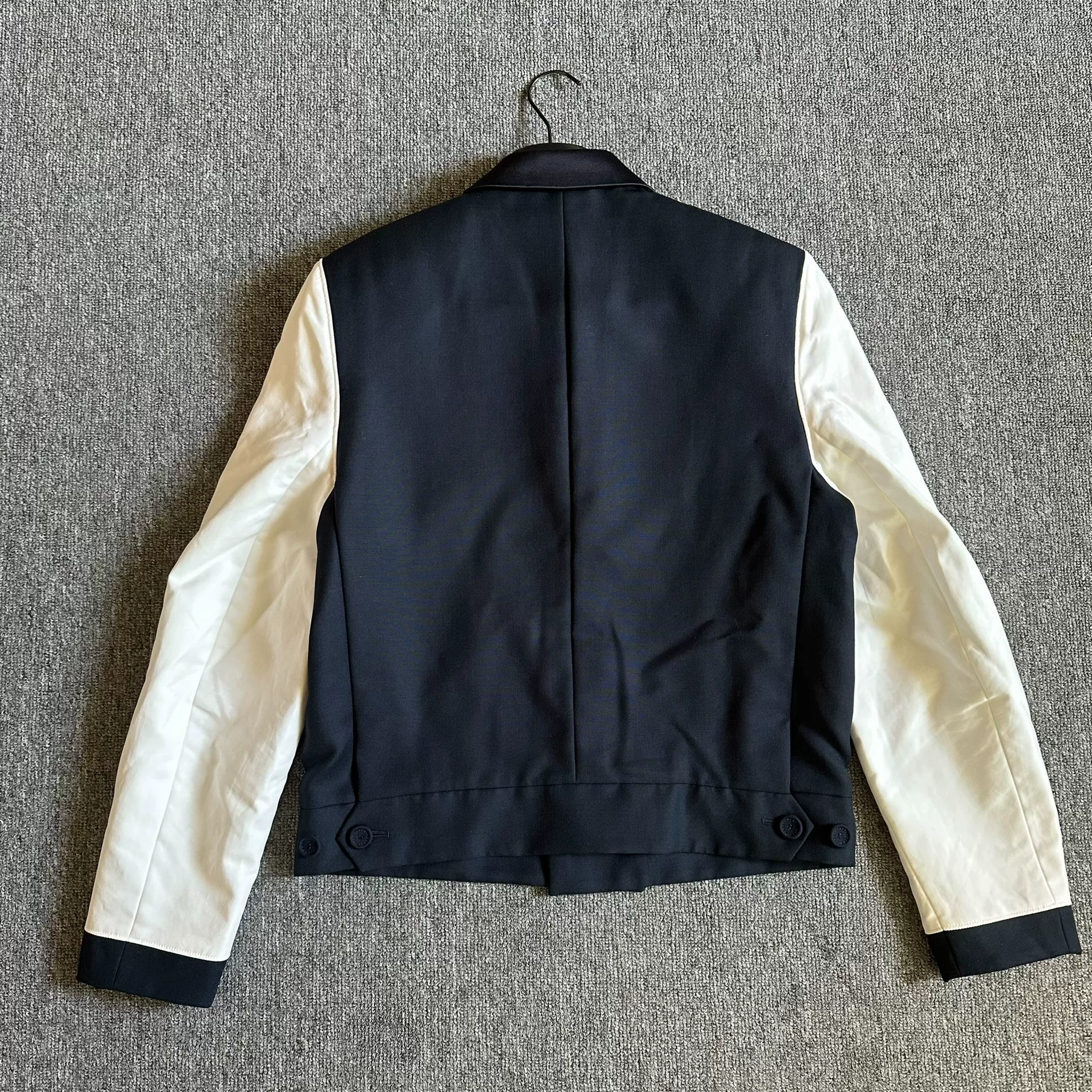 Dior Navy Blue Short Silk Collar Blazer — back