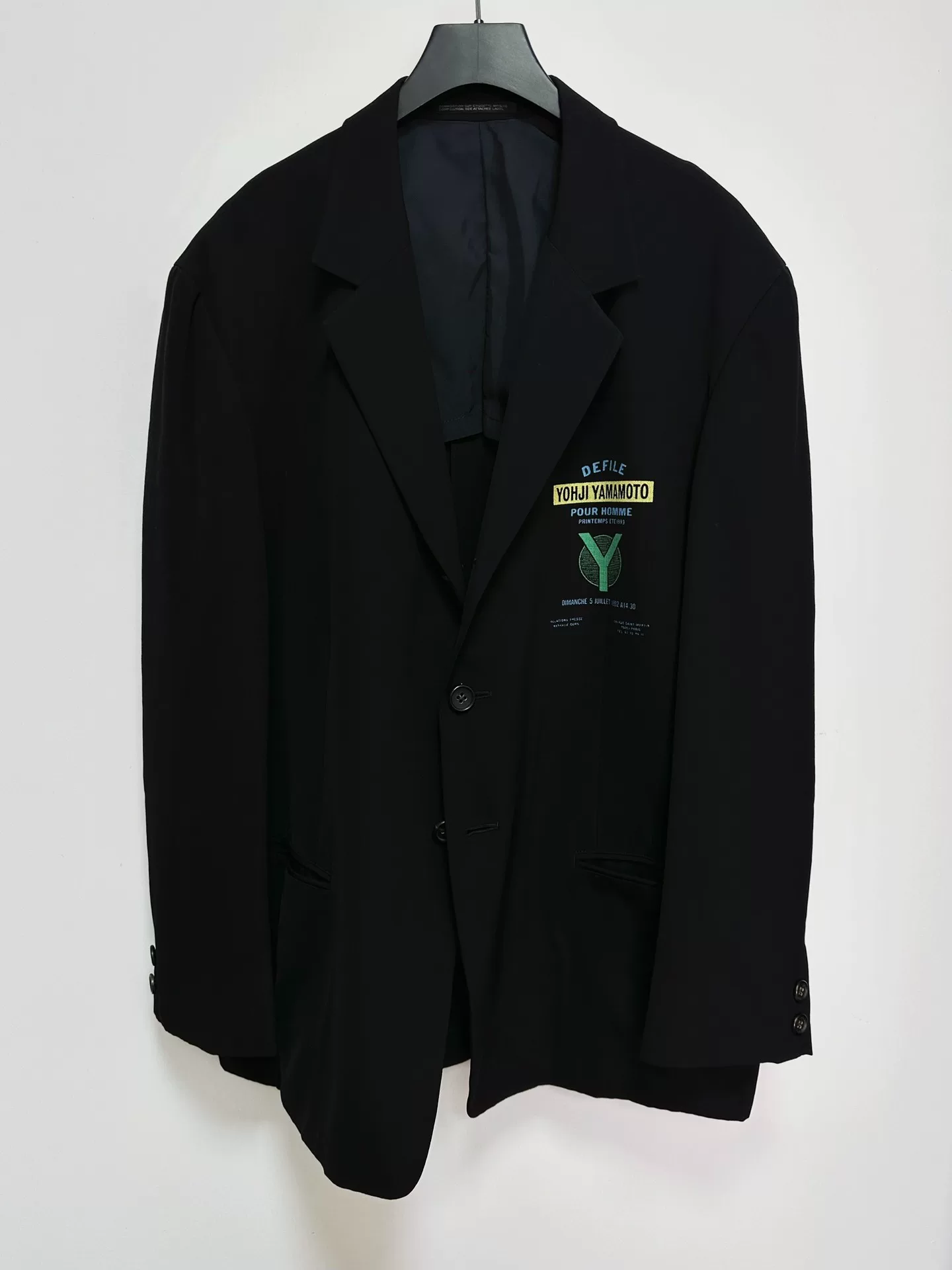 Yohji Yamamoto 93SS Slogan Show Coat — detail