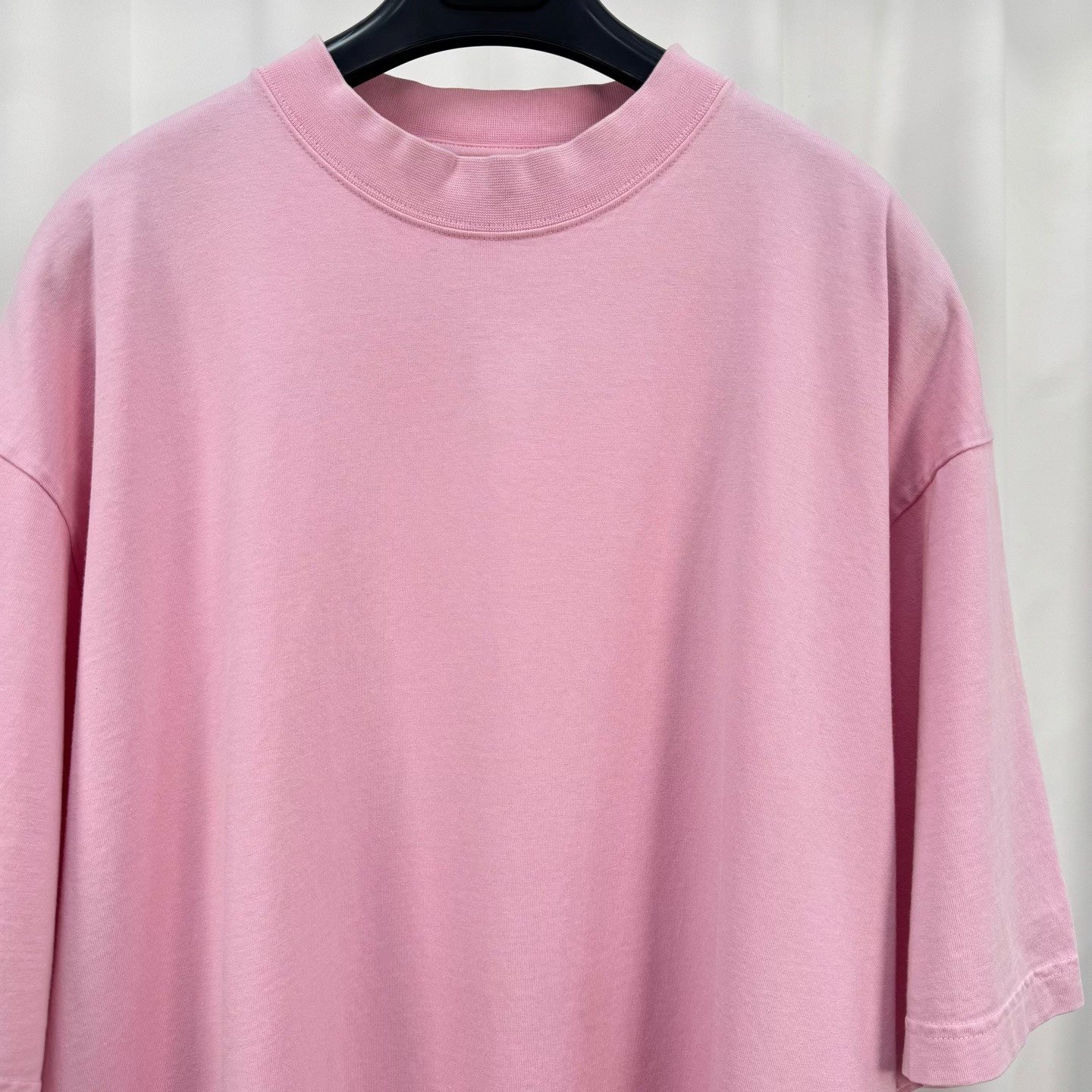 Balenciaga Pink Oversized Rhinestone Logo Shirt — detail