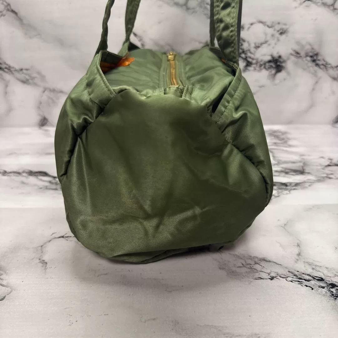 PORTER Green Nylon Boston Bag — label