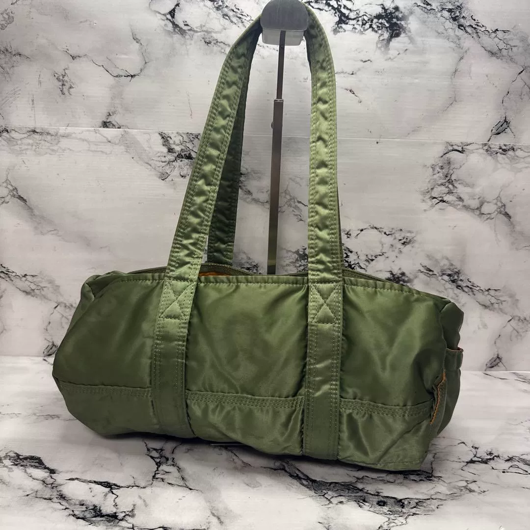 PORTER Green Nylon Boston Bag — detail