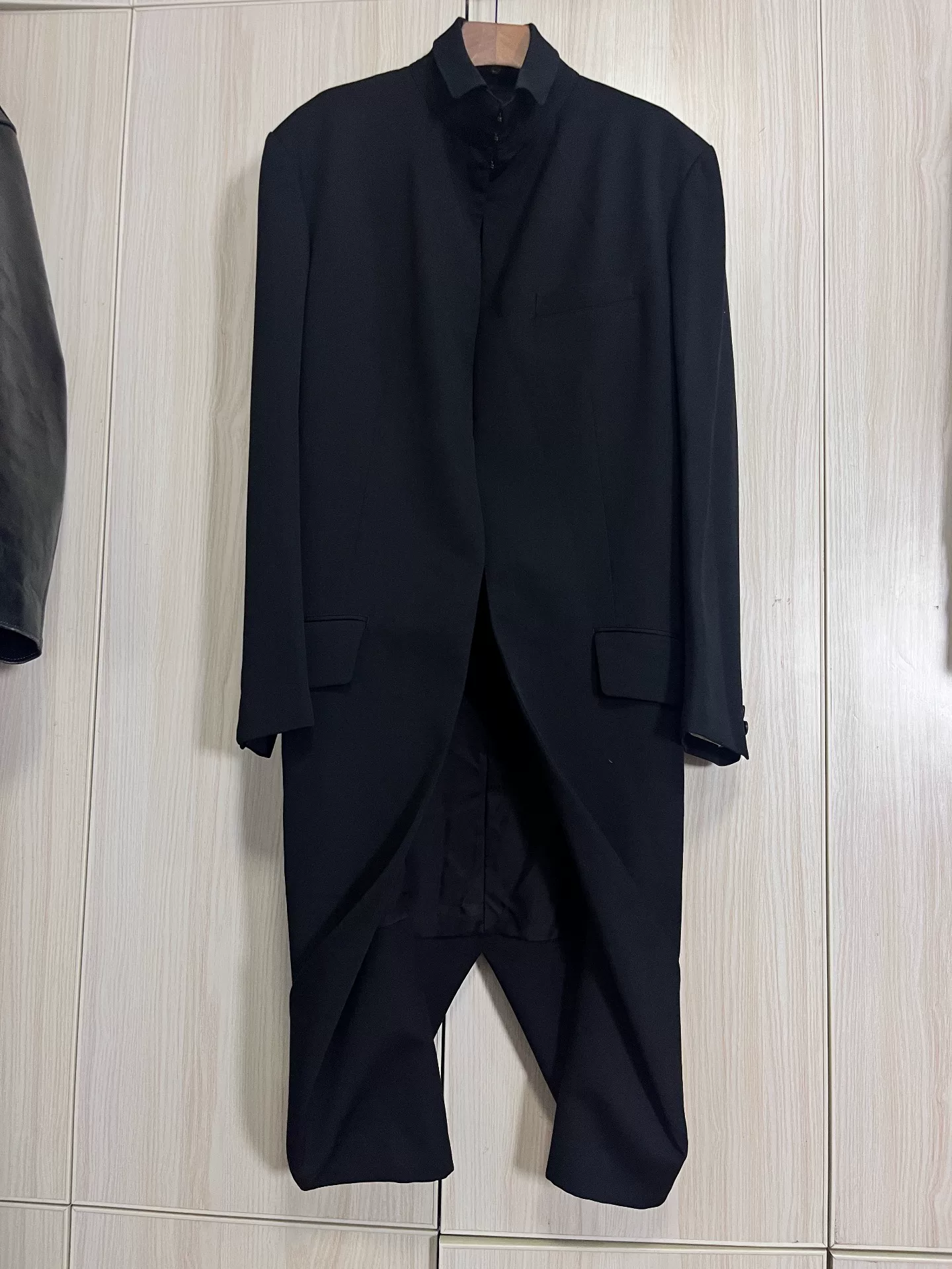 Yohji Yamamoto Long Black Coat — label