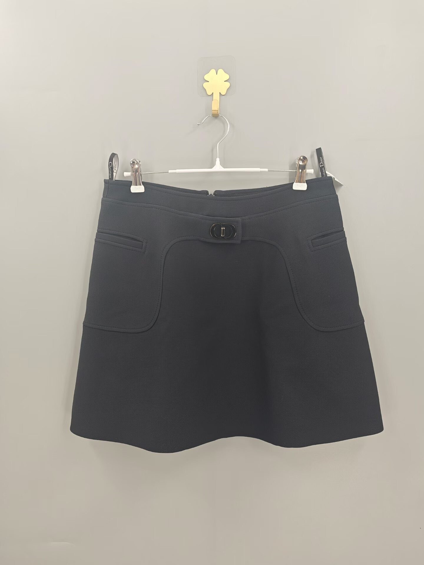 Dior Silk Wool Black Mini Skirt CD Buckle