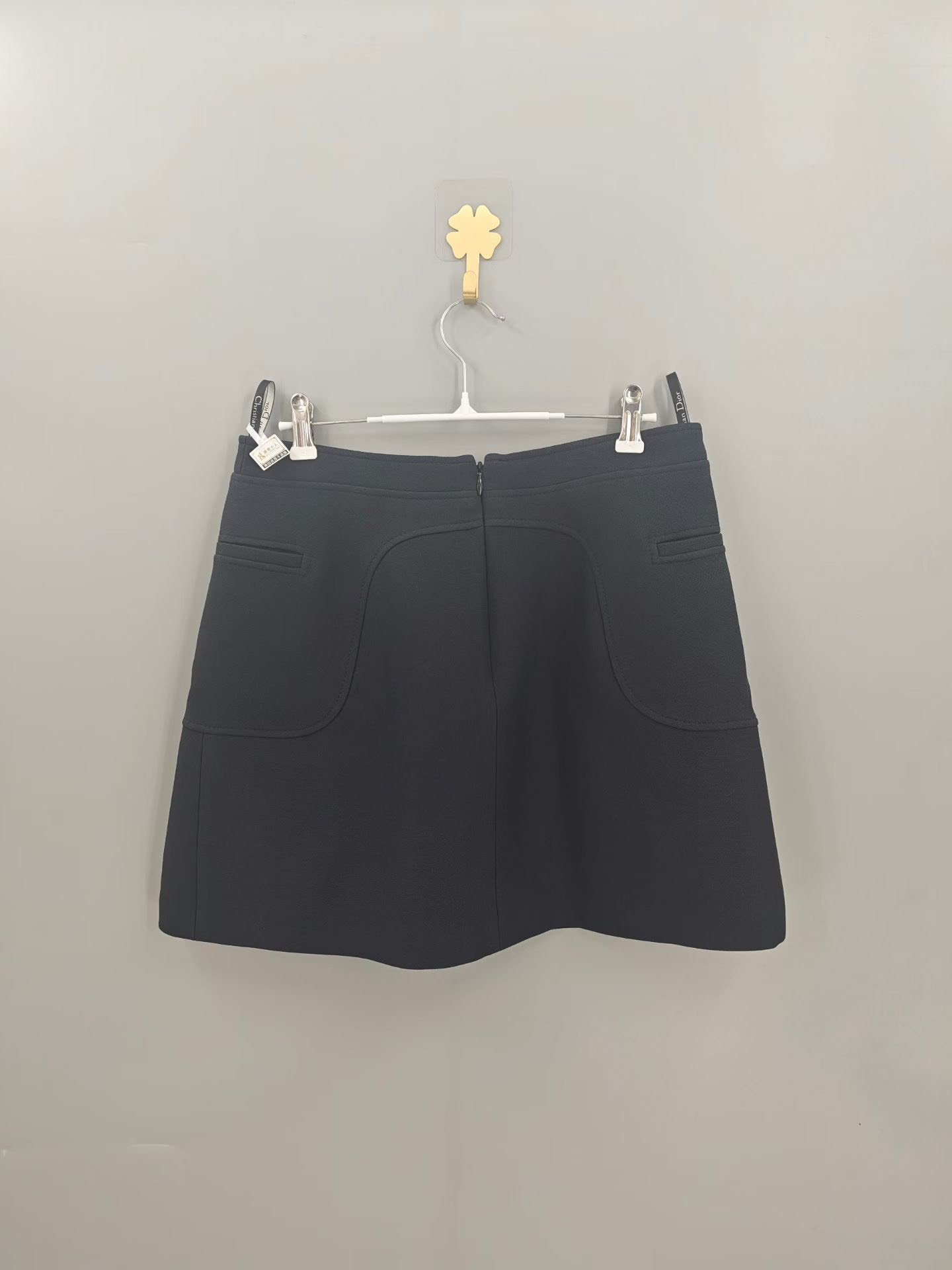 Dior Silk Wool Black Mini Skirt CD Buckle — front