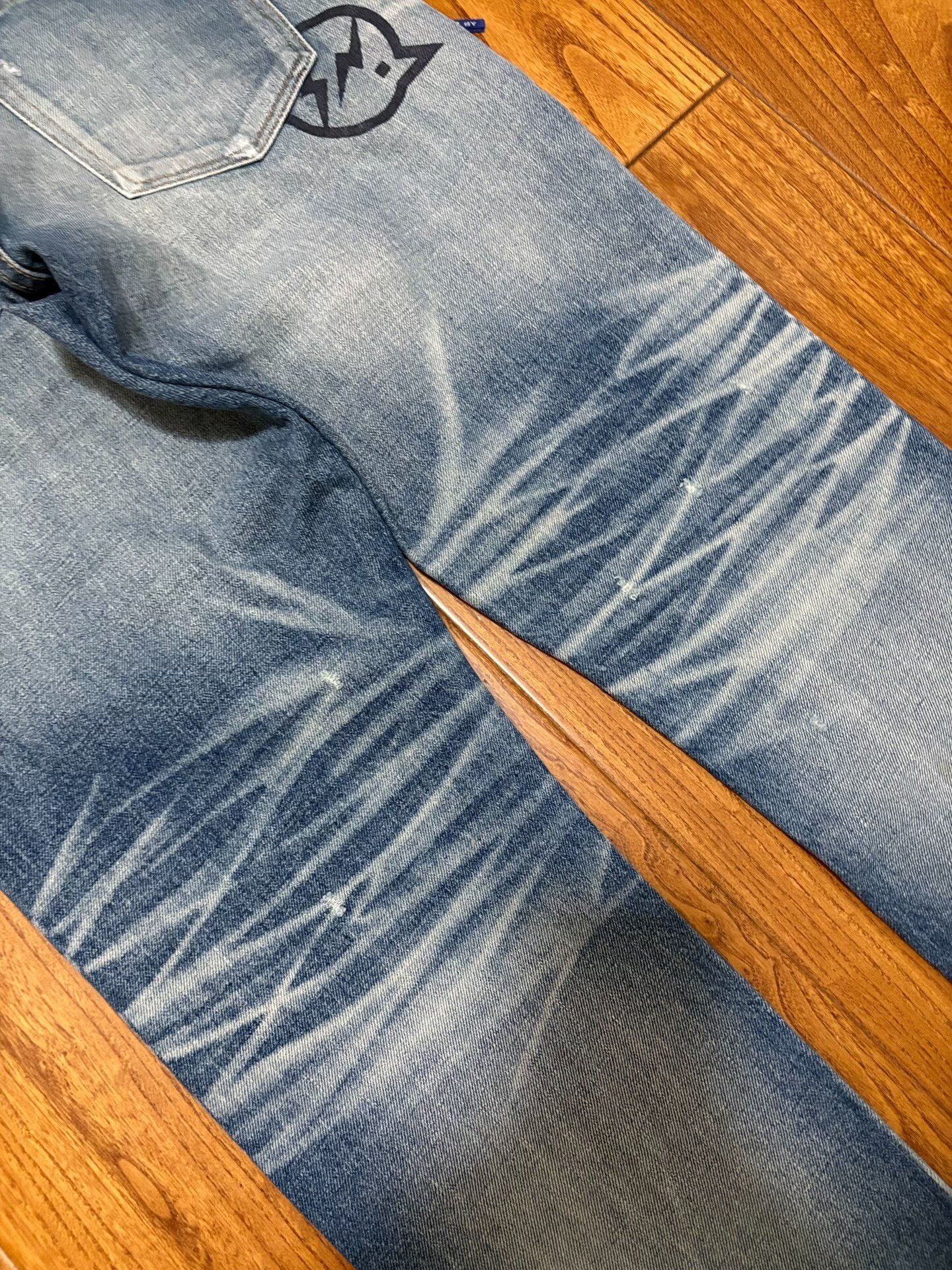 Denim by Vanquish & Fragment Washed Distressed Jeans — back