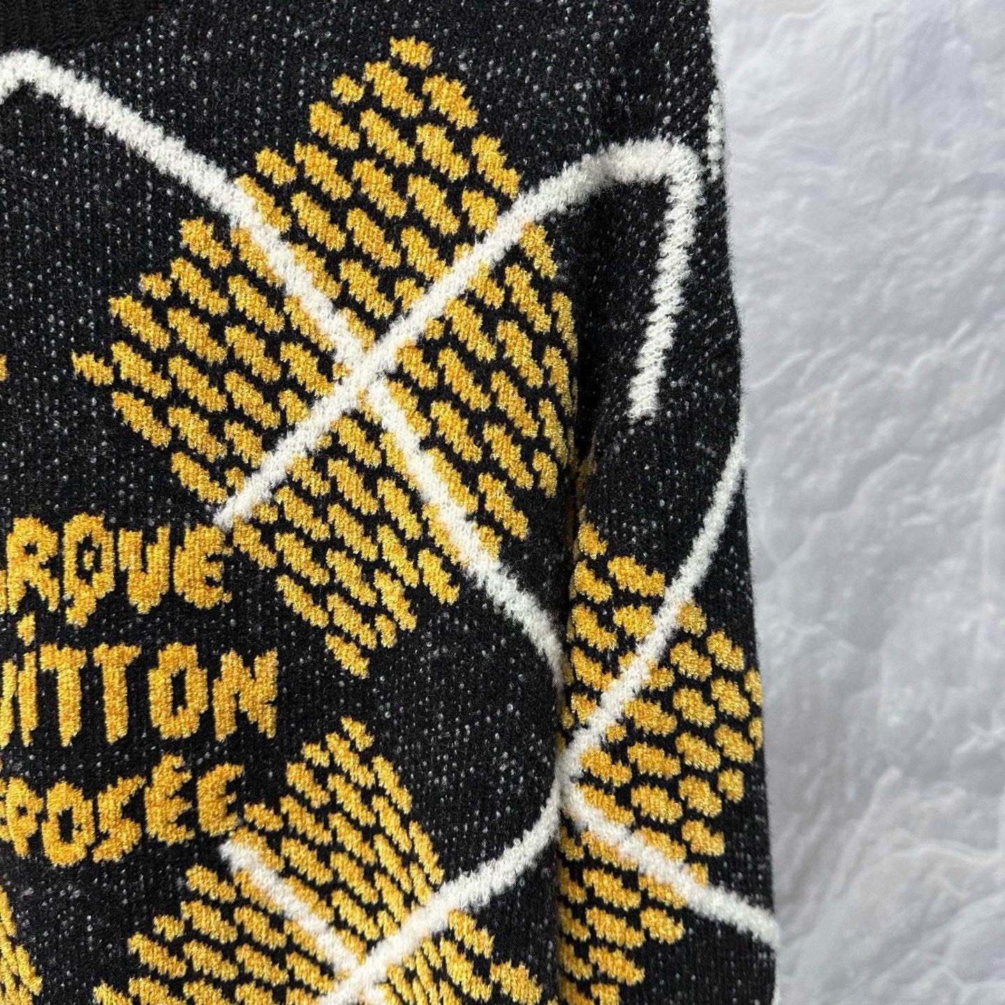 Louis Vuitton SS25 Monogram Argyle Wool Sweater — detail