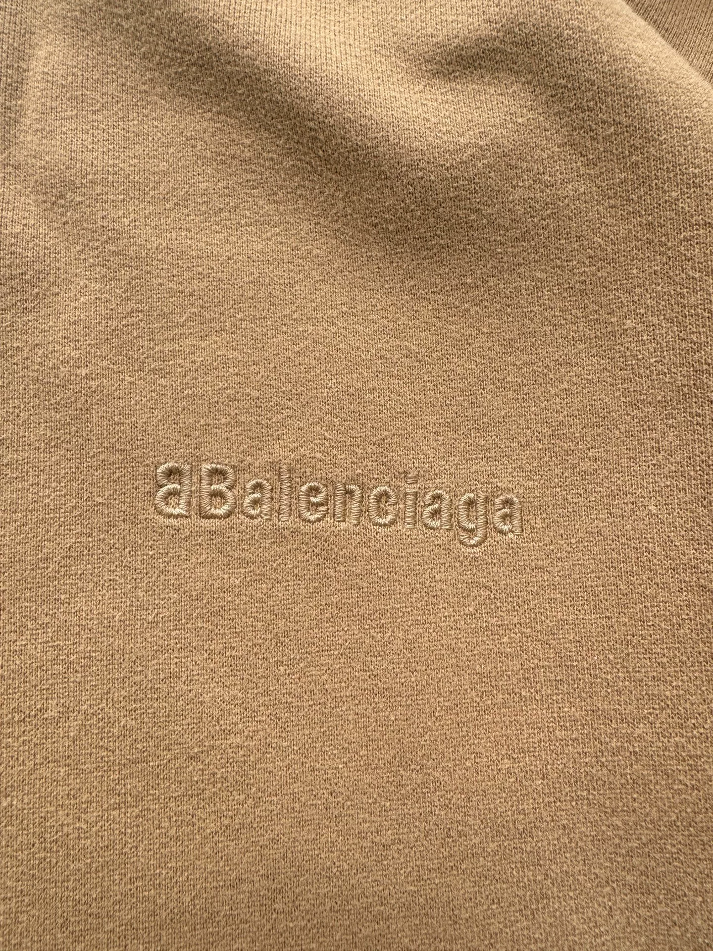 Balenciaga Double B Embroidered Beige Hoodie — detail