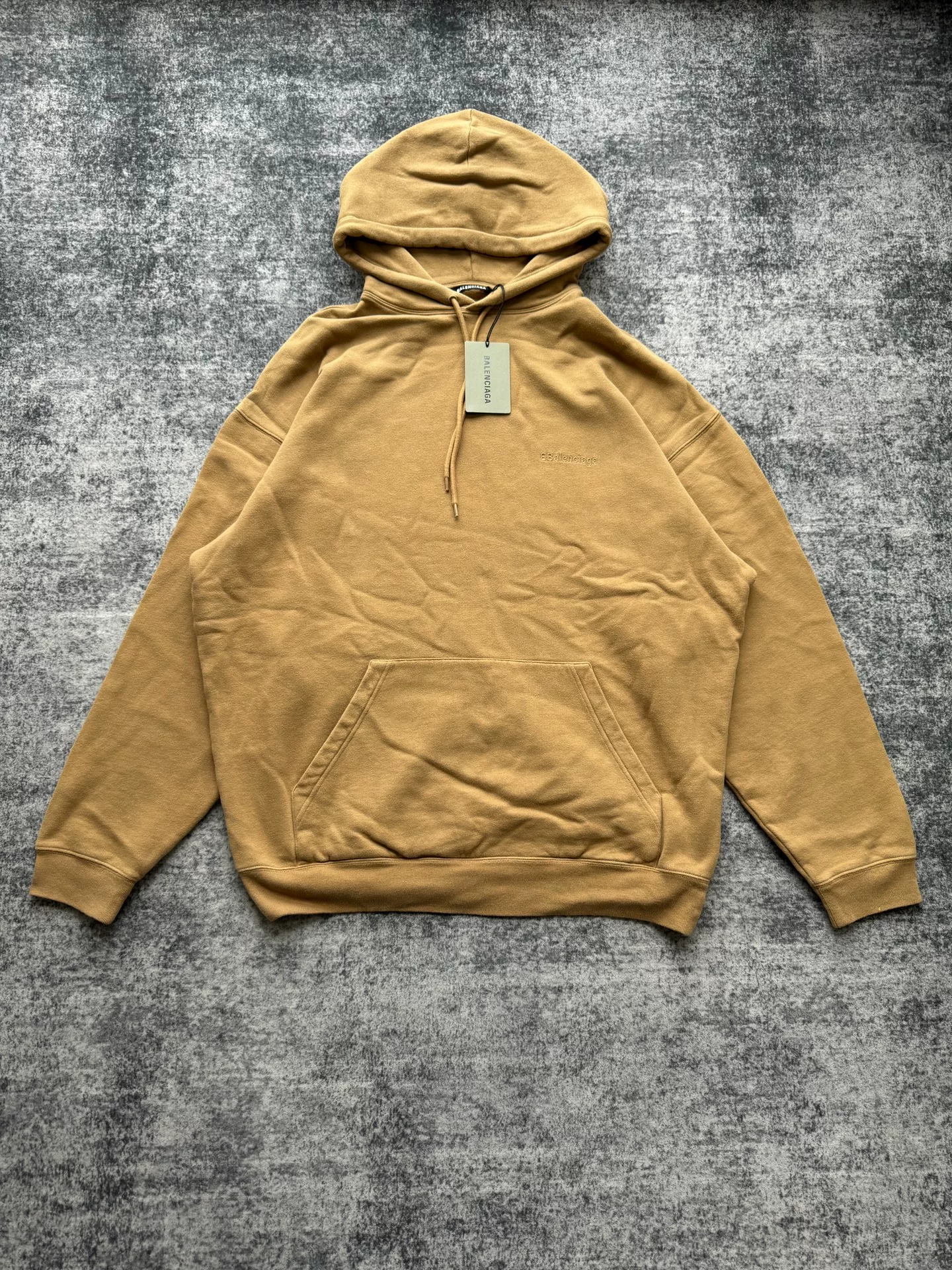 Balenciaga Double B Embroidered Beige Hoodie