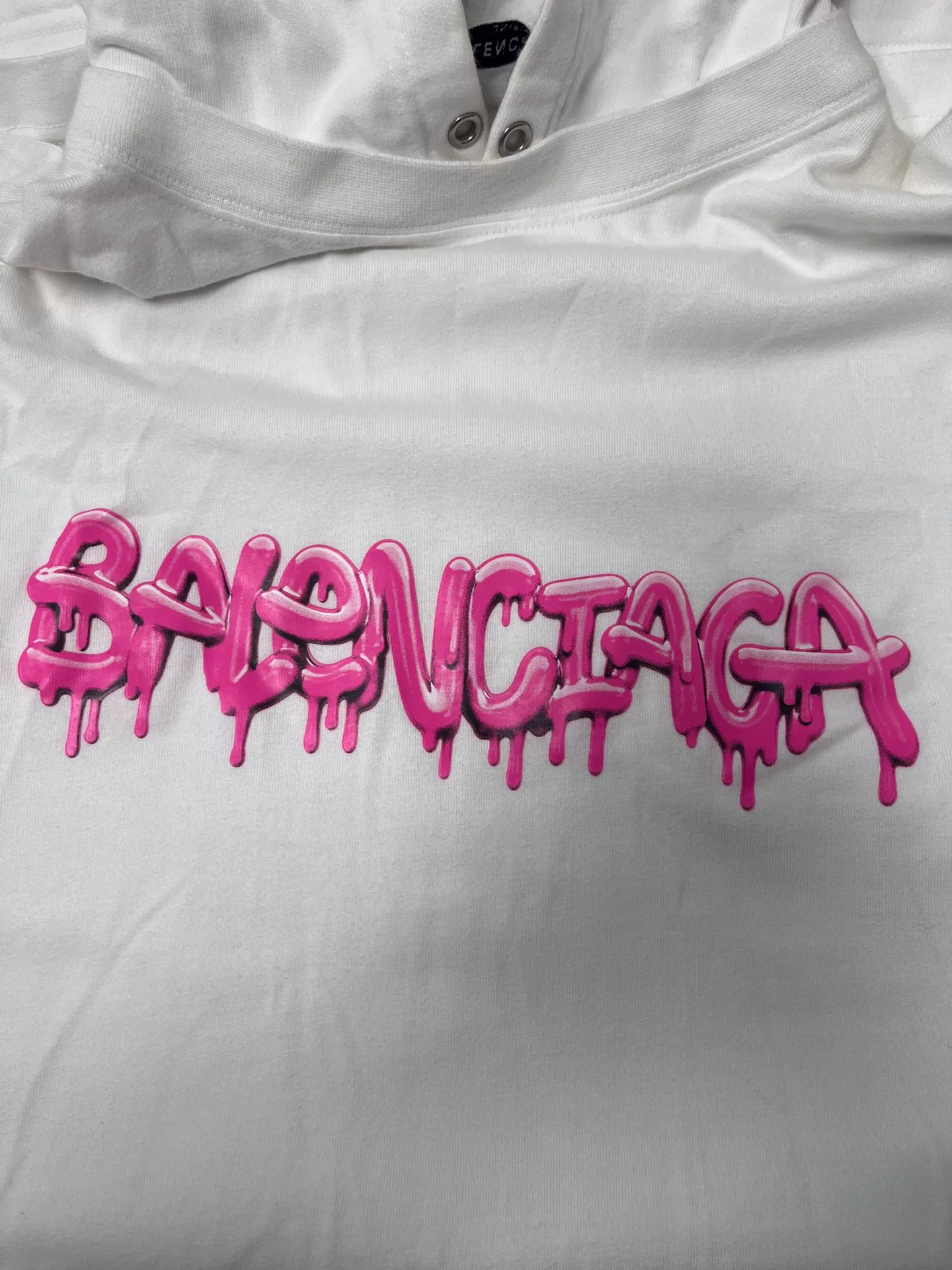 Balenciaga Dripping Letter Print Hooded Sweatshirt — detail
