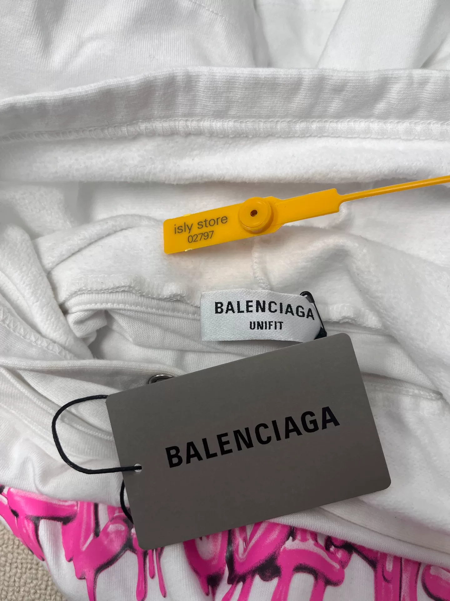 Balenciaga Dripping Letter Print Hooded Sweatshirt — label