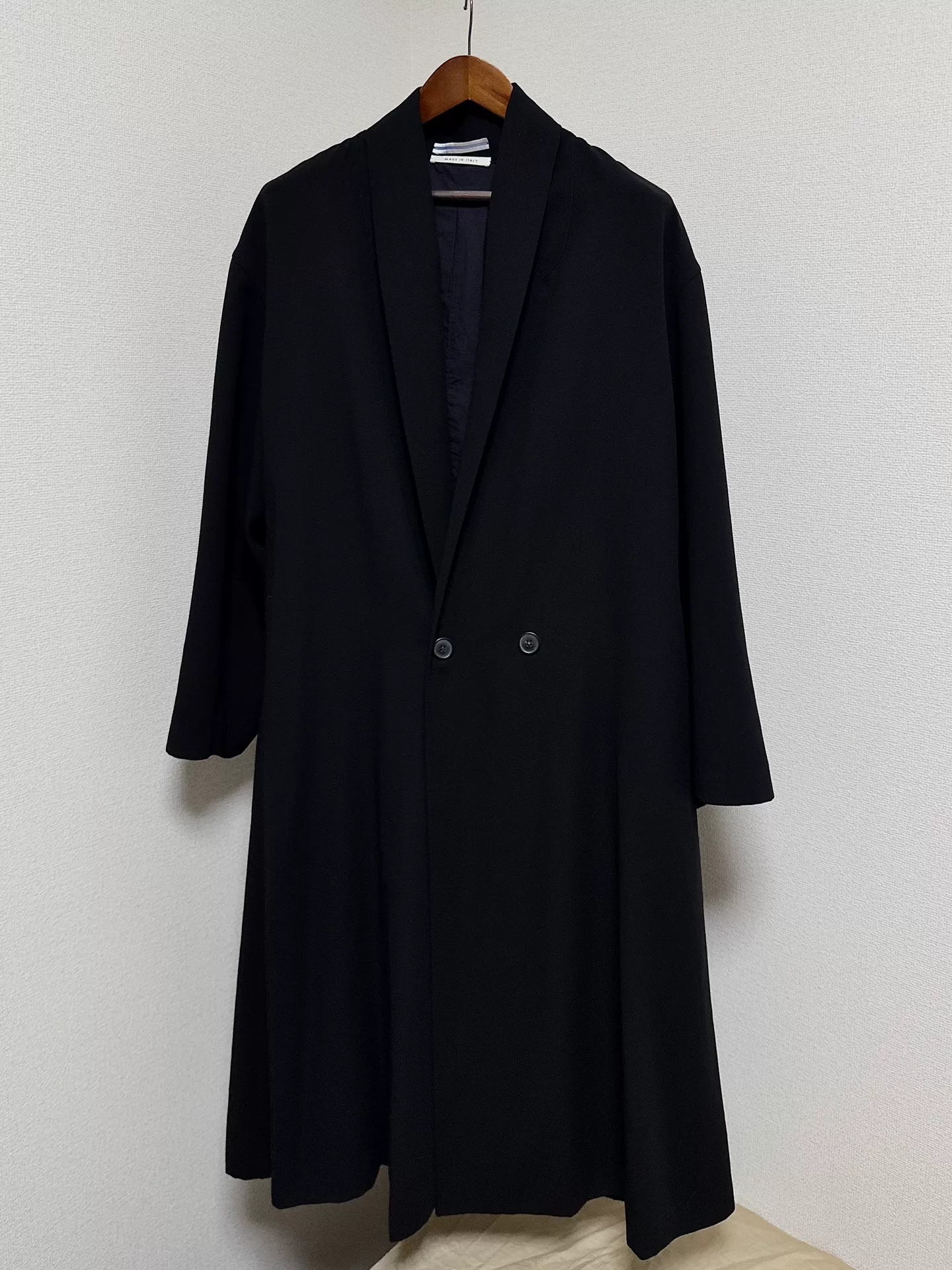 Cristaseya Long Black Shawl Collar Coat