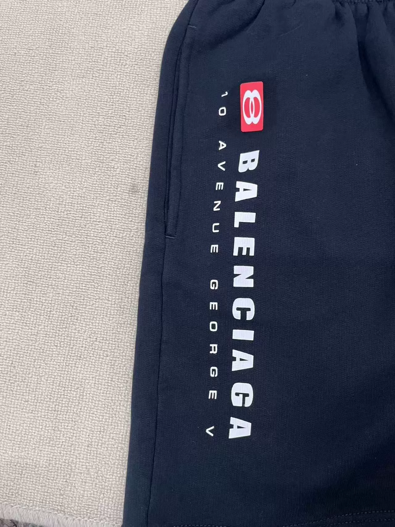 Balenciaga Logo Elastic Waist Sport Shorts — detail