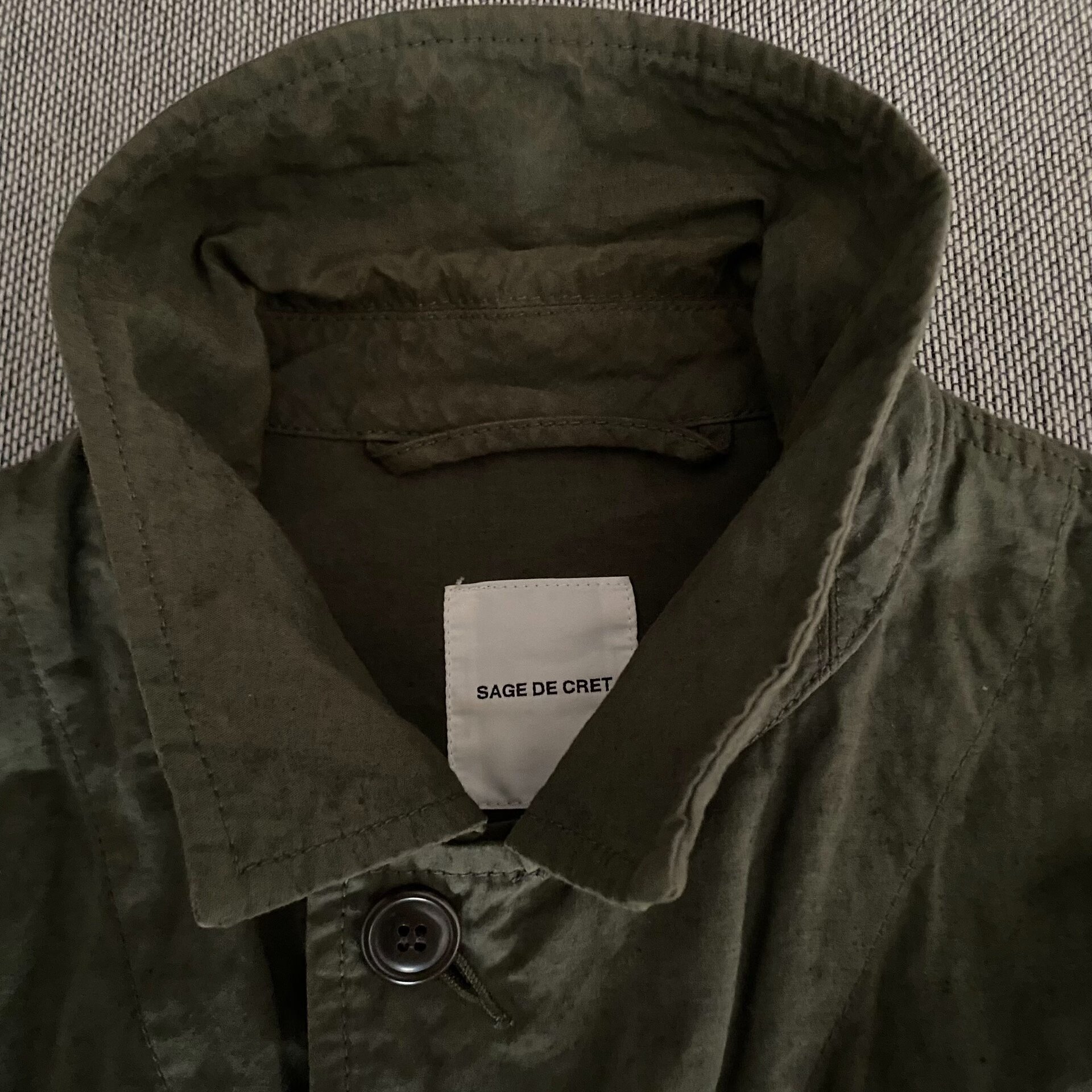Sage De Cret Army Green Jacket — detail