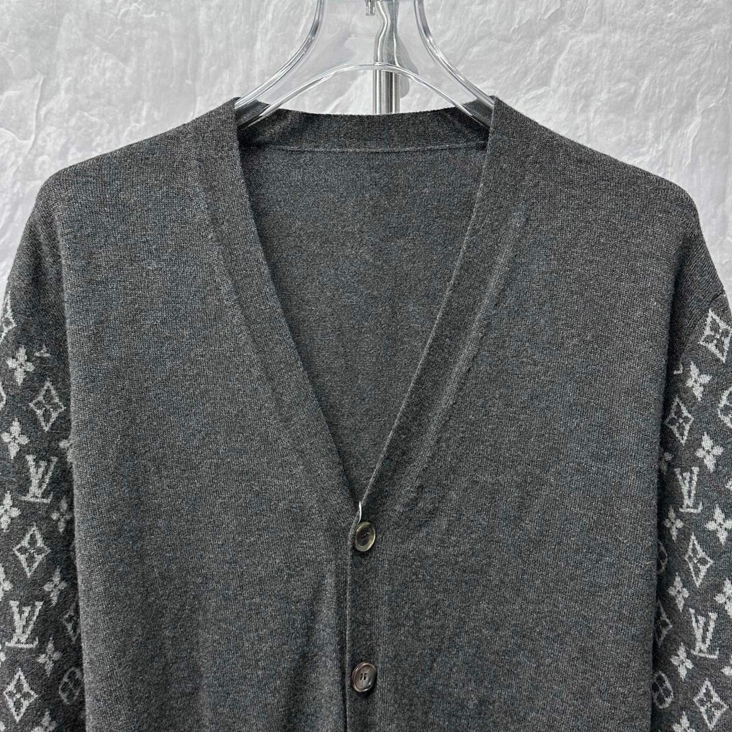 Louis Vuitton V-Neck Monogram Knit Cardigan S — front