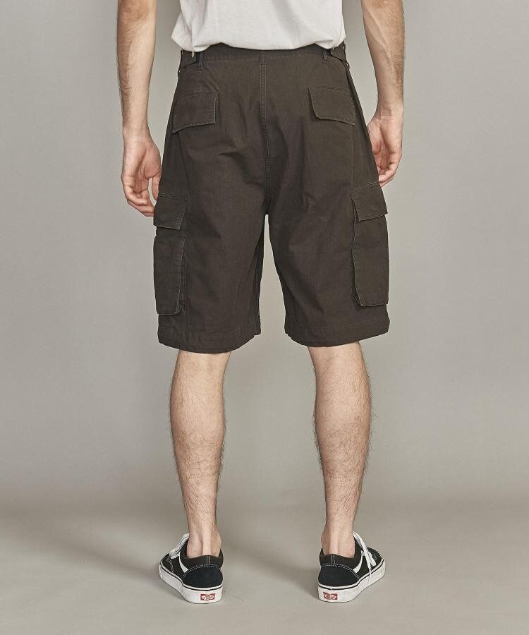 BEAUTY&YOUTH Wax-Dyed Ripstop 6-Pocket Cargo Shorts — front