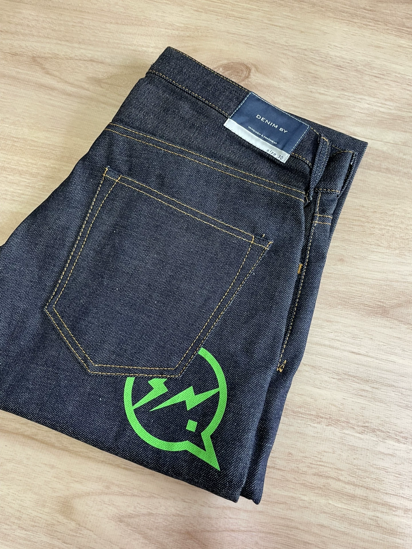 Denim by Vanquish Fragment Green Cropped Jeans