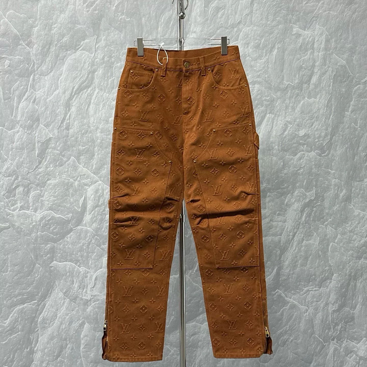 Louis Vuitton Embossed All-Over Print Denim Pants