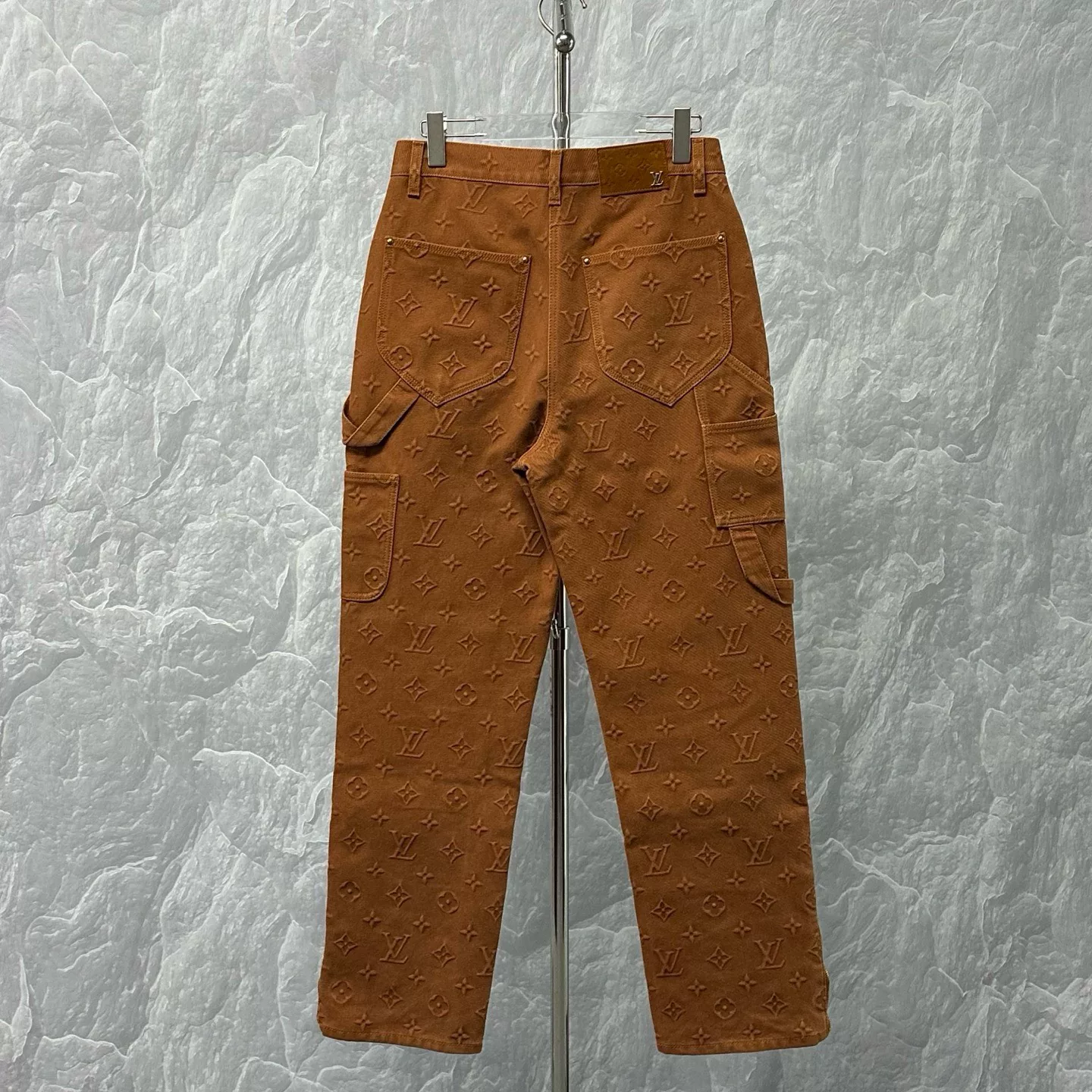 Louis Vuitton Embossed All-Over Print Denim Pants — back