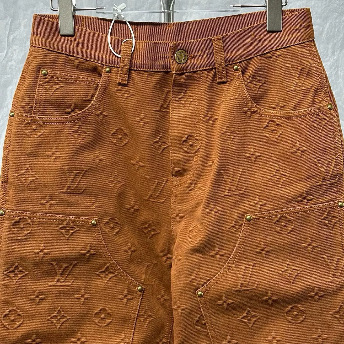 Louis Vuitton Embossed All-Over Print Denim Pants — front