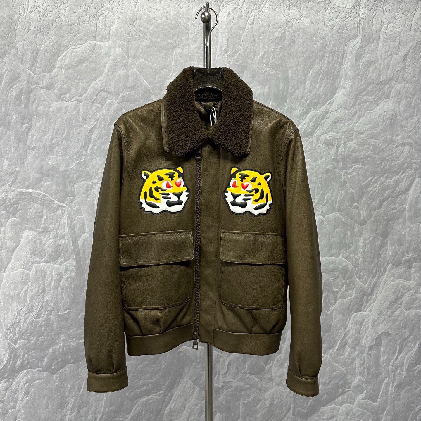 Louis Vuitton Nigo Tiger Embroidery Leather Jacket