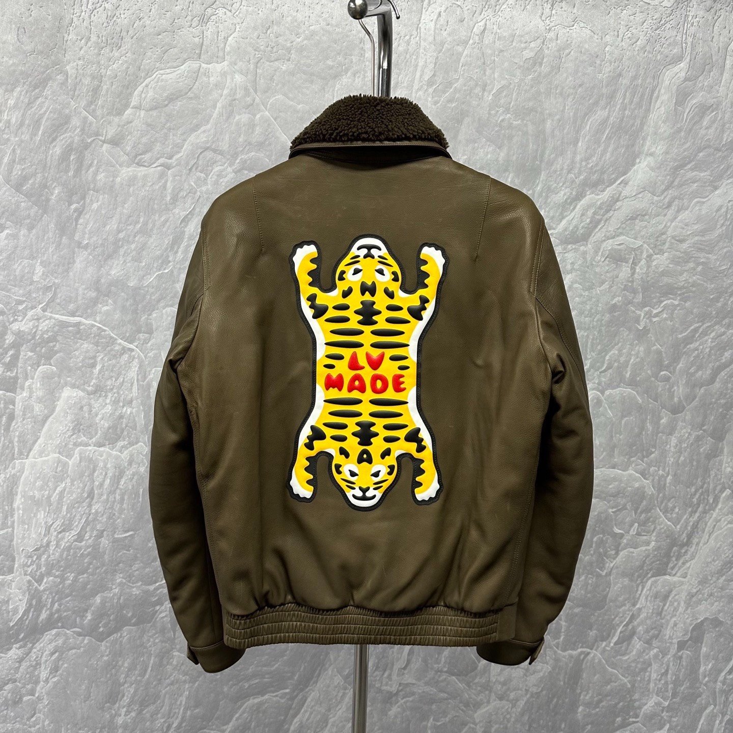 Louis Vuitton Nigo Tiger Embroidery Leather Jacket — back