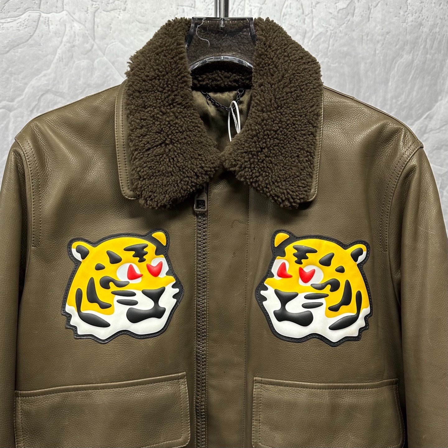 Louis Vuitton Nigo Tiger Embroidery Leather Jacket — front