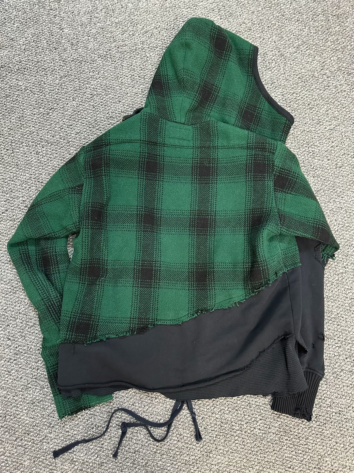 Greg Lauren Spliced Thick Wool Shirt — label