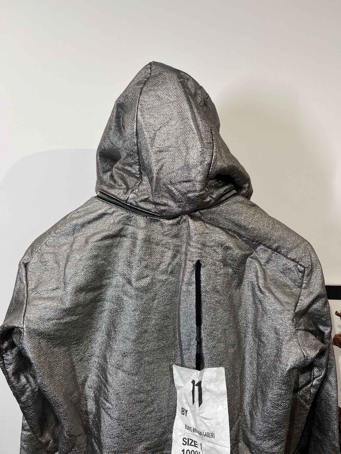 Boris Bidjan Saberi 11by bbs Silver Hoodie — back