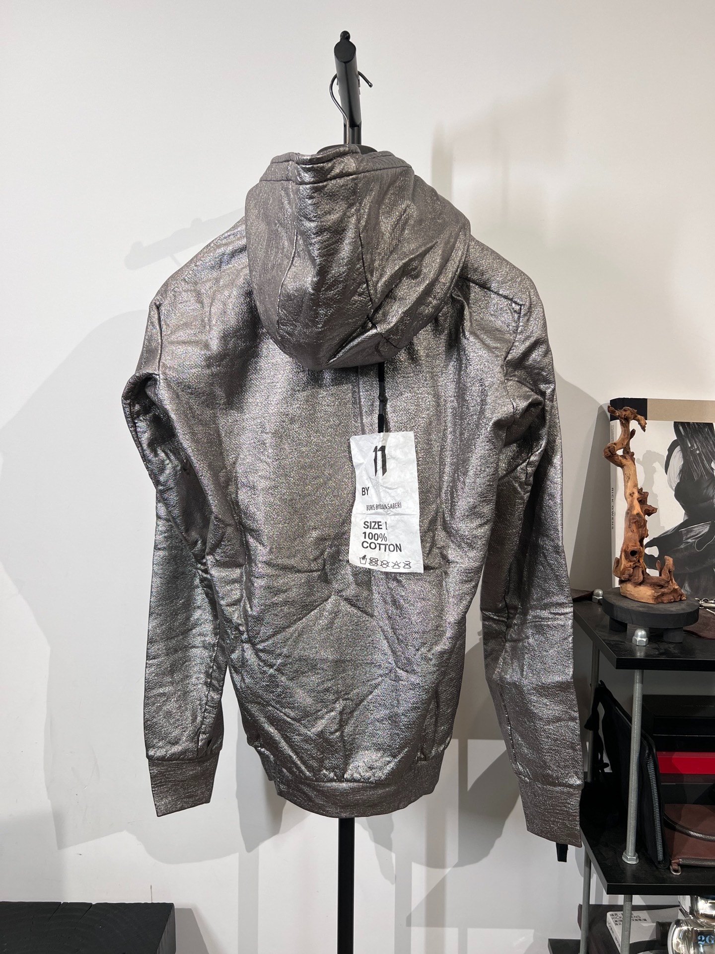 Boris Bidjan Saberi 11by bbs Silver Hoodie — front