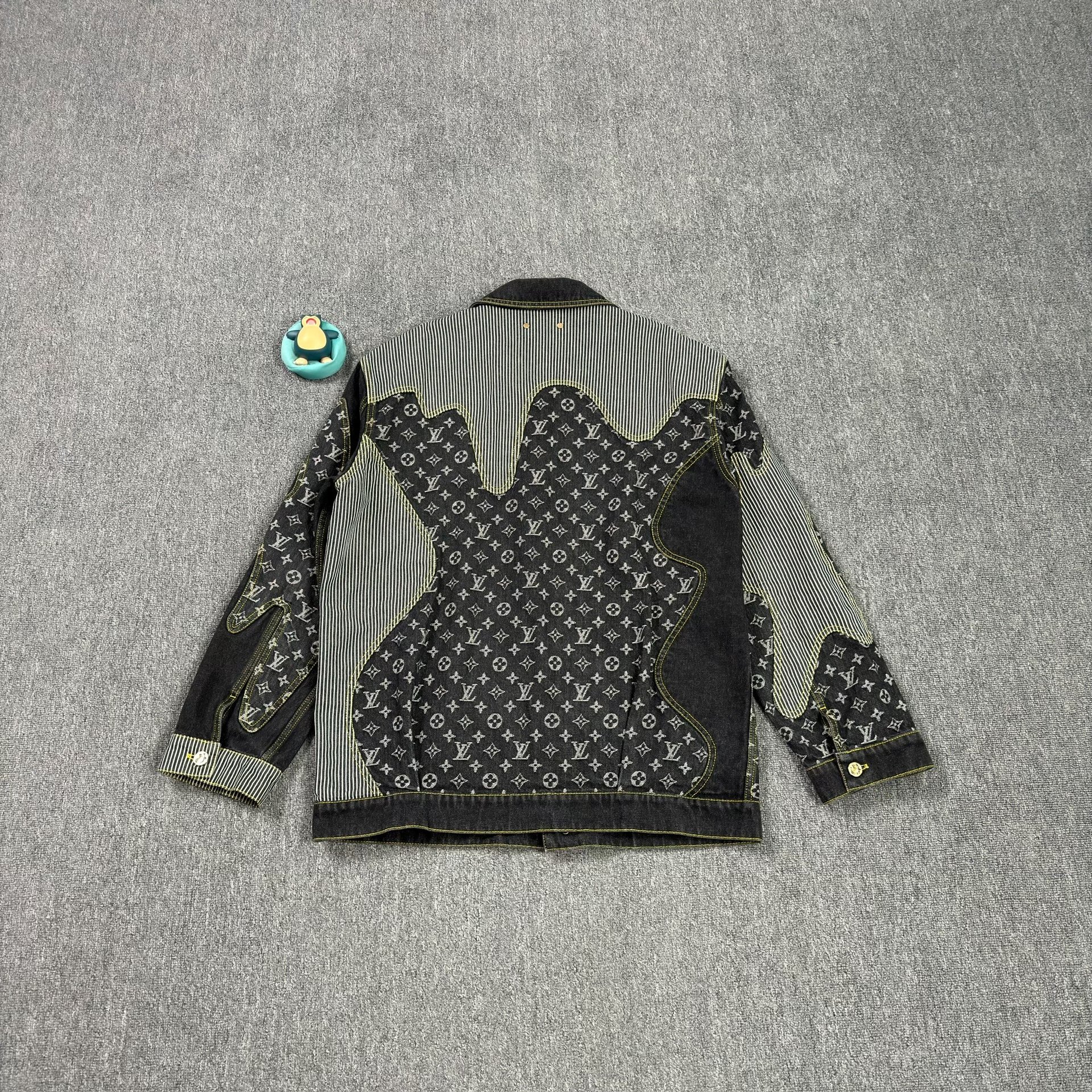 LV Deconstructed Monogram Black Denim Jacket — front