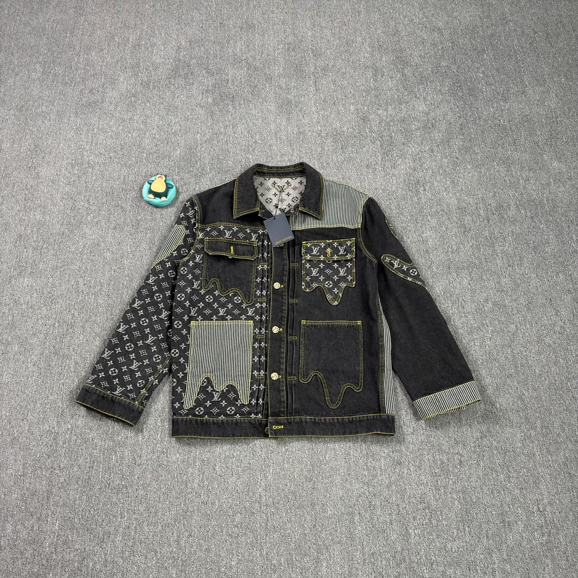 LV Deconstructed Monogram Black Denim Jacket