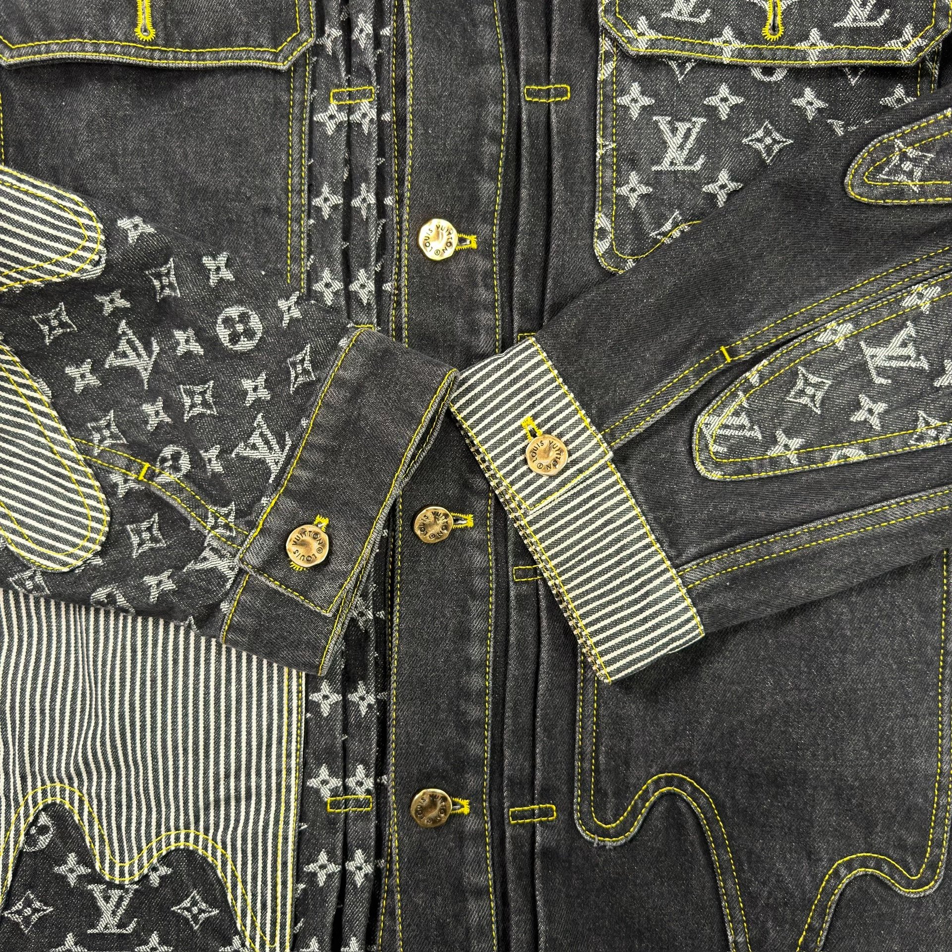 LV Deconstructed Monogram Black Denim Jacket — back