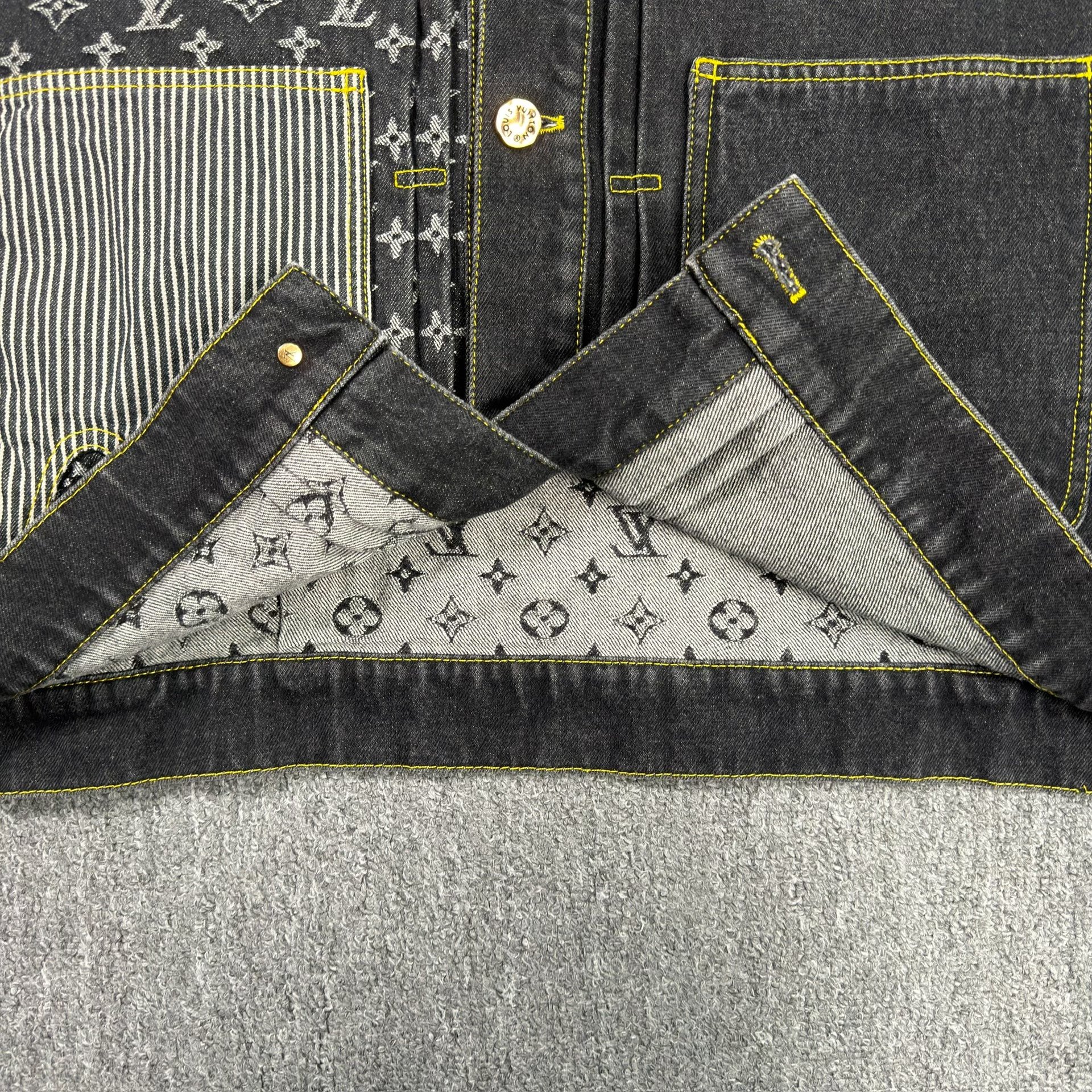 LV Deconstructed Monogram Black Denim Jacket — label