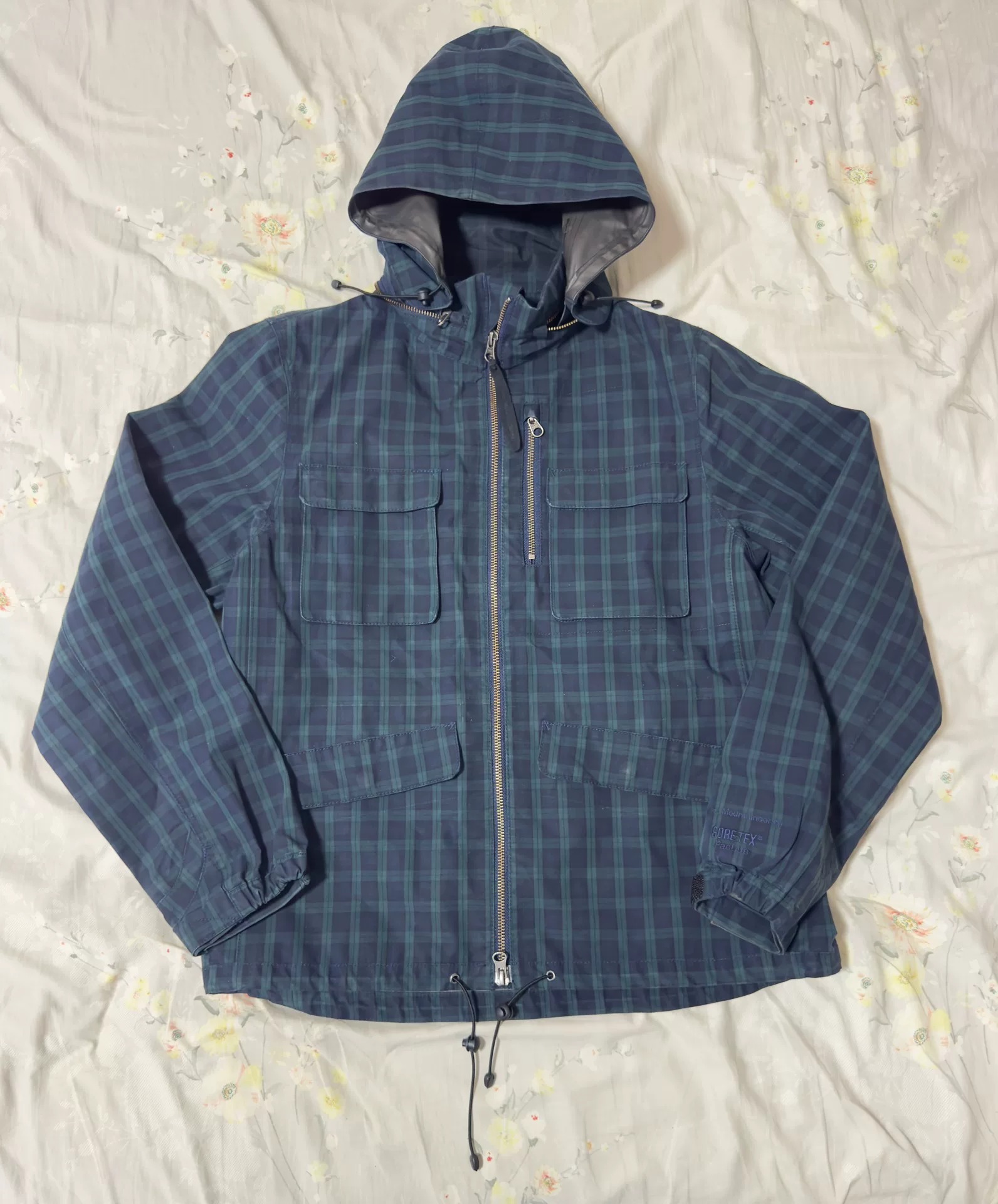 White Mountaineering Blue-Green Plaid Jacket