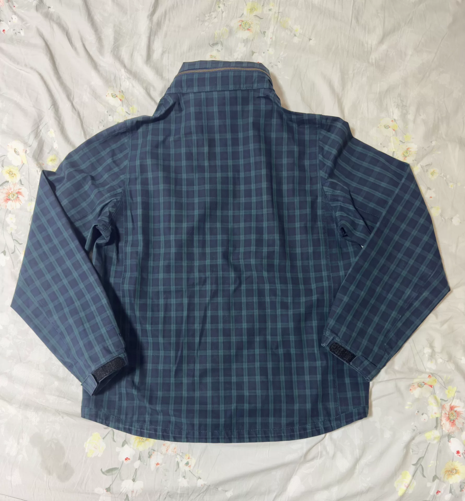 White Mountaineering Blue-Green Plaid Jacket — back
