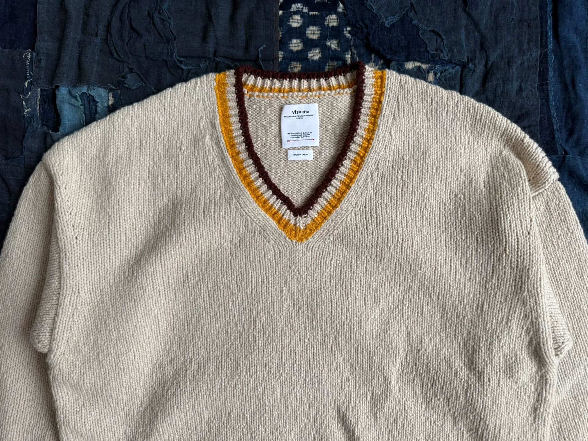VISVIM 25AW College V-Neck Knit — detail